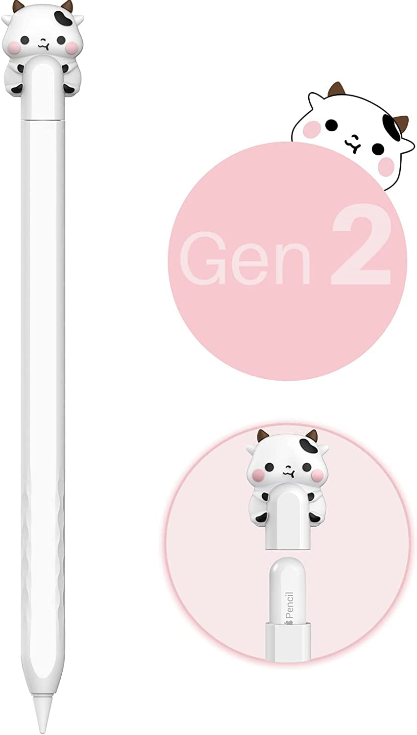 NIUTRENDZ Cute Cow Apple Pencil Case for Apple Pencil 2Nd Generation Case Silicone Protective Cover Sleeve Skin Accessories (Pink)  NIUTRENDZ 2-White Apple Pencil 2nd Generation 