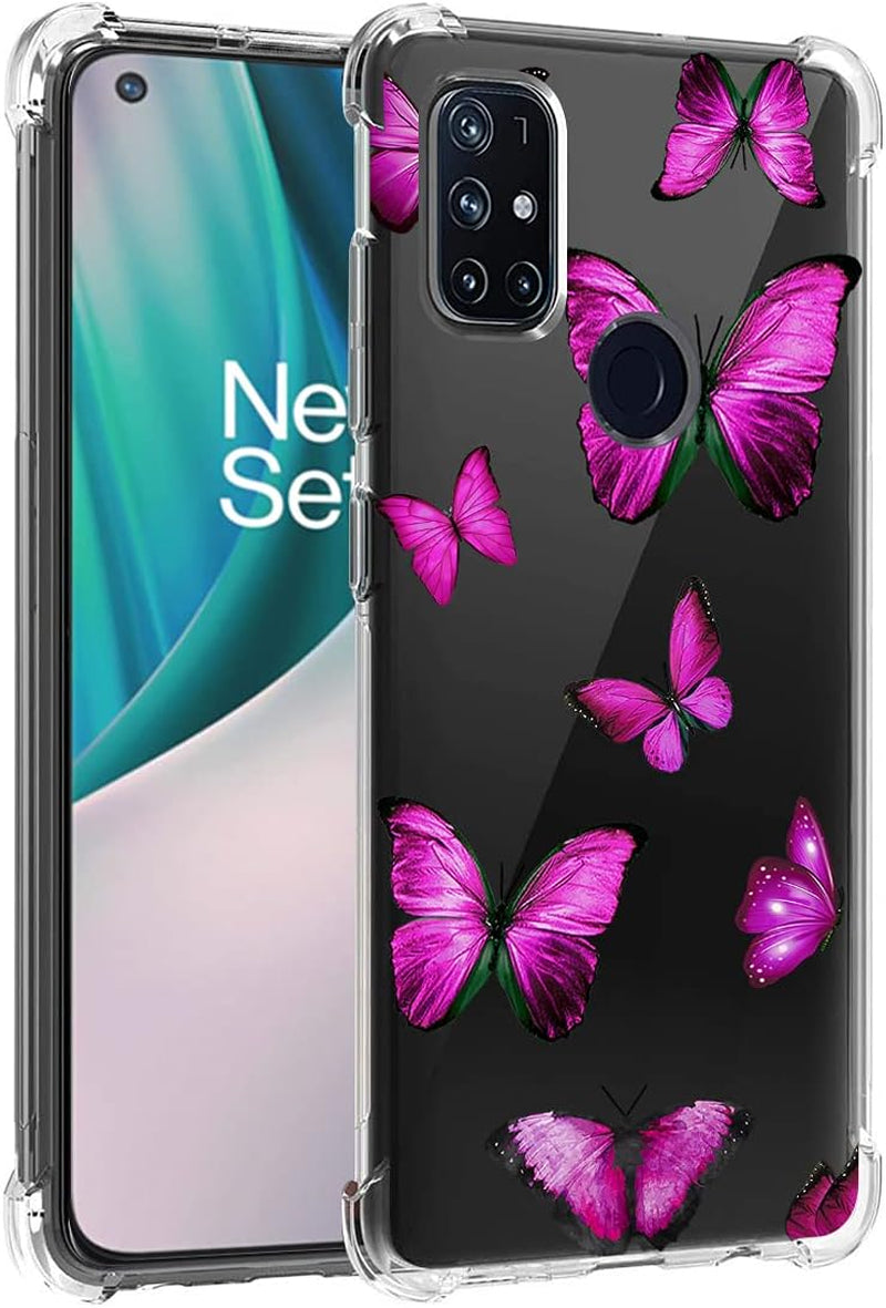 Vokuha for Oneplus Nord N10 5G Case, Oneplus N10 5G Case for Girls Women, Clear Slim Shockproof Pattern Soft Flexible TPU Rubber Back Phone Protective Cover Cases for Oneplus Nord N10 5G (Butterfly)  Vokuha   