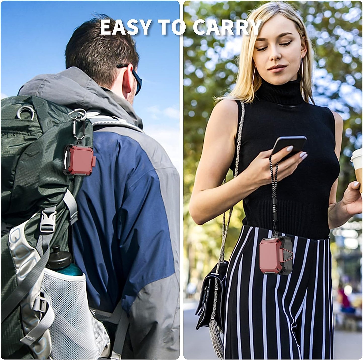 WOOPIT Armor Case Cover for Samsung Galaxy Buds 2 Pro Case(2022)/Galaxy Buds Pro Case(2021)/ Galaxy Buds 2 Case (2021)/Galaxy Buds Live Case(2020) with Zipper Box/Keychain/Brush/Wrist Strap (Red)  WOOPIT   