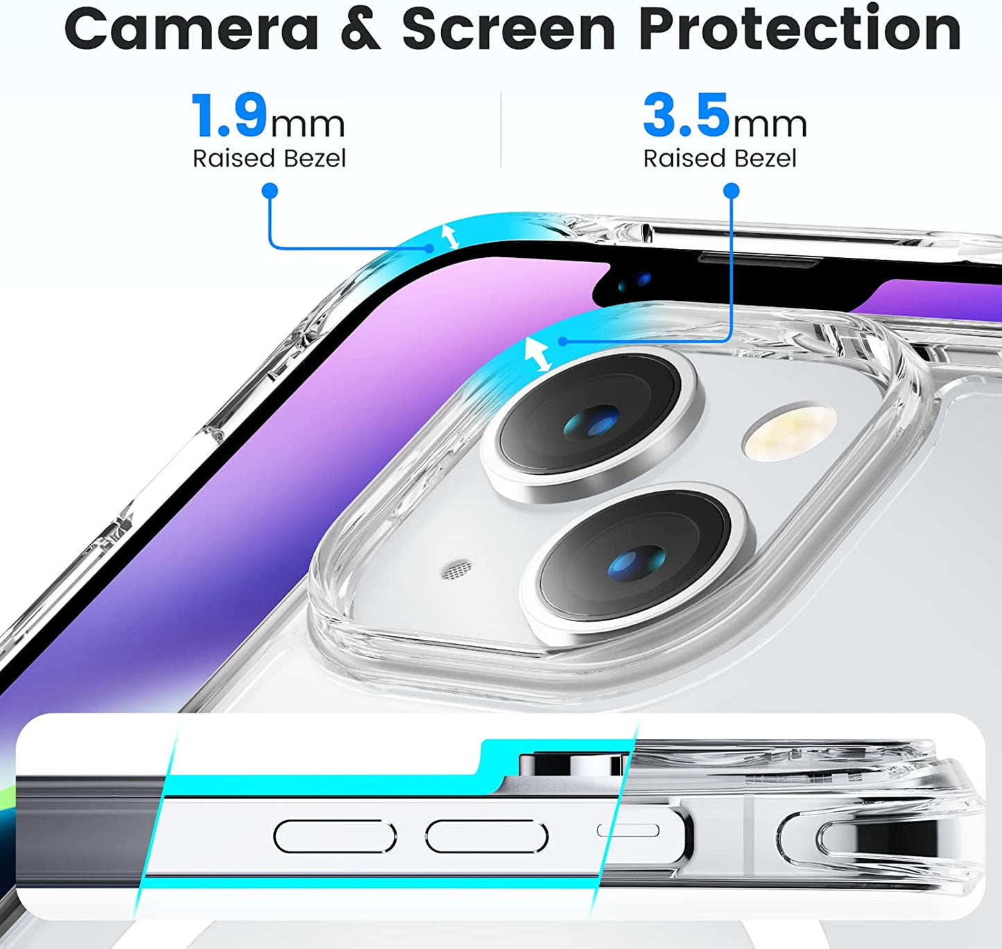 Mkeke Magnetic Designed for Iphone 14 Case for Iphone 13 Case Clear with Magsafe [Military Grade Drop Protection] [Not Yellowing] Shockproof Phone Case for Apple Iphone 13/14 - Black Clear  Shenzhen Make Technology Company Limited   