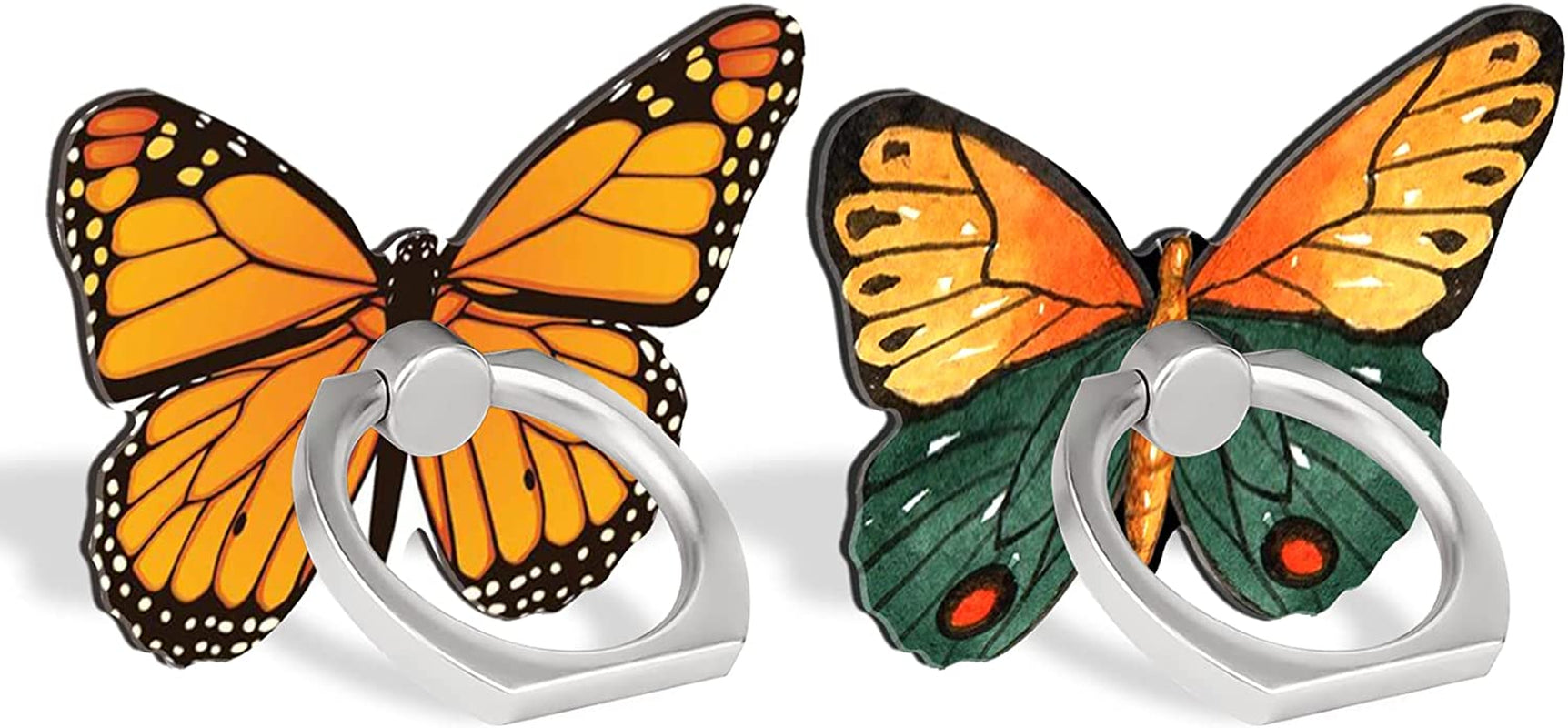 LSL Cute Butterfly Cell Phone Ring Holder 360°Rotation Metal Finger Stand Kickstand Universal Compatible with Iphone Samsung Galaxy LG Google Pixel Ipad Three Pack Pink Blue Purple Pretty Butterfly  LSL Brown Green Butterfly  