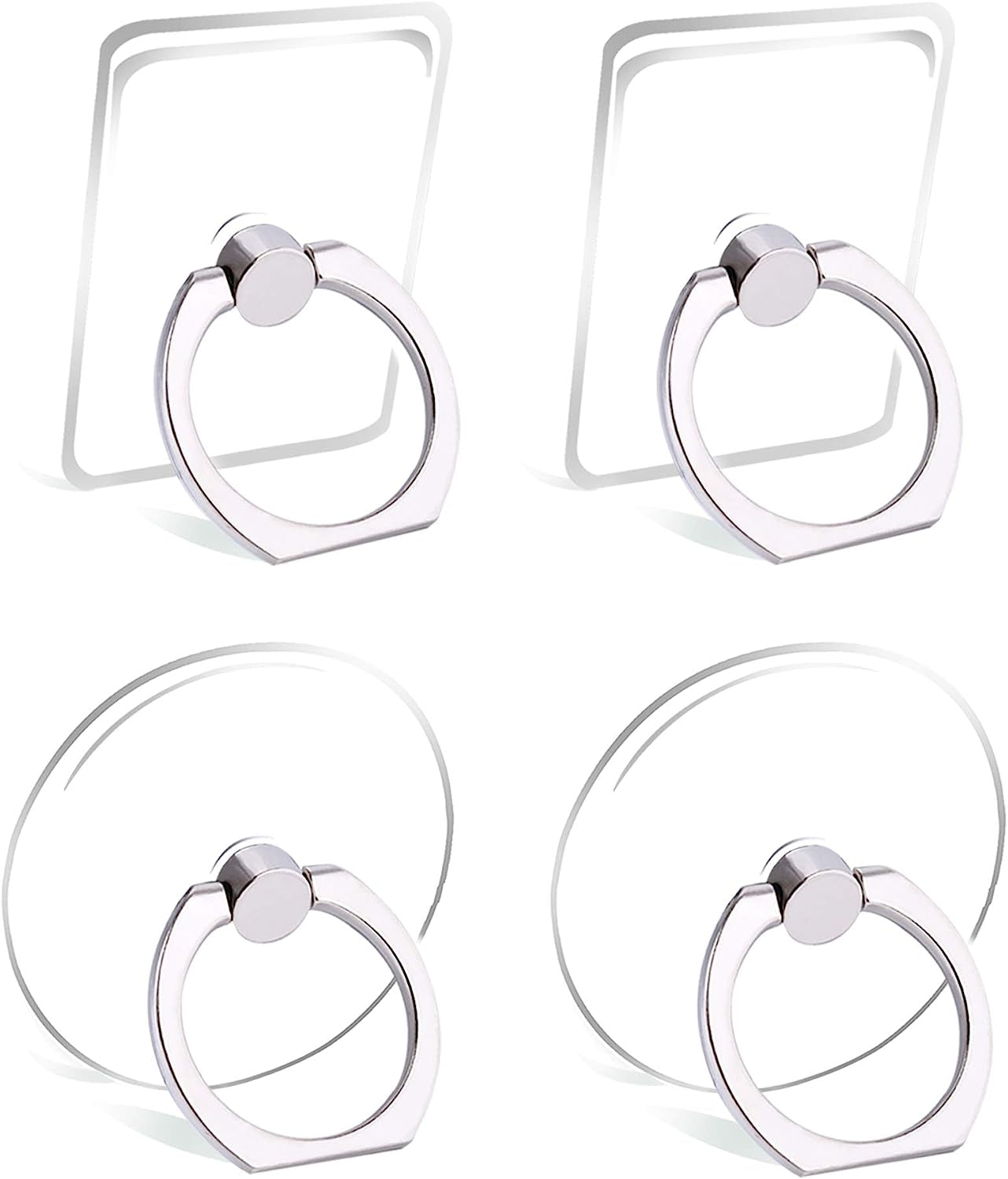 Cell Phone Ring Holder Stand Transparent Finger Grip Loop  Exoer 4 X Silver  