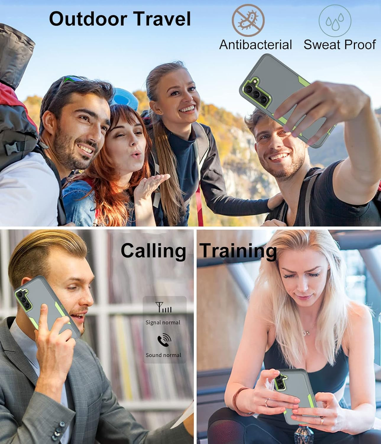 Dahkoiz for Samsung Galaxy S22 Case, Dust-Proof Port Cover, Full Body Durable Silicone Rubber Phone Case for Samsung Galaxy S22 5G, Green/Grey  UNISMART INC   