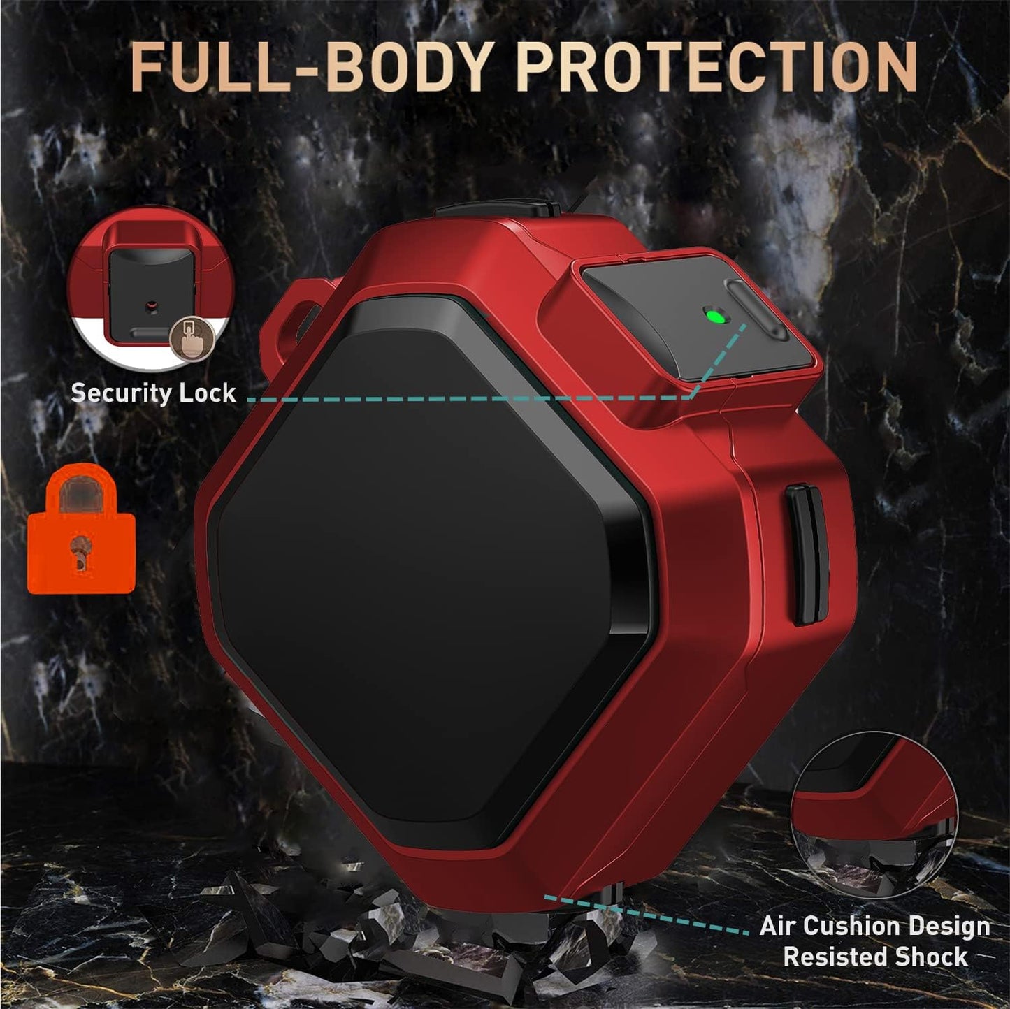 OTOPO Lock Case for Samsung Galaxy Buds 2 Pro/Galaxy Buds 2/Galaxy Buds Pro/Galaxy Buds Live Case with Cleaning Kit Men Women Protective Case Cover for Samsung Earbuds Case - Black/Red  OTOPO   