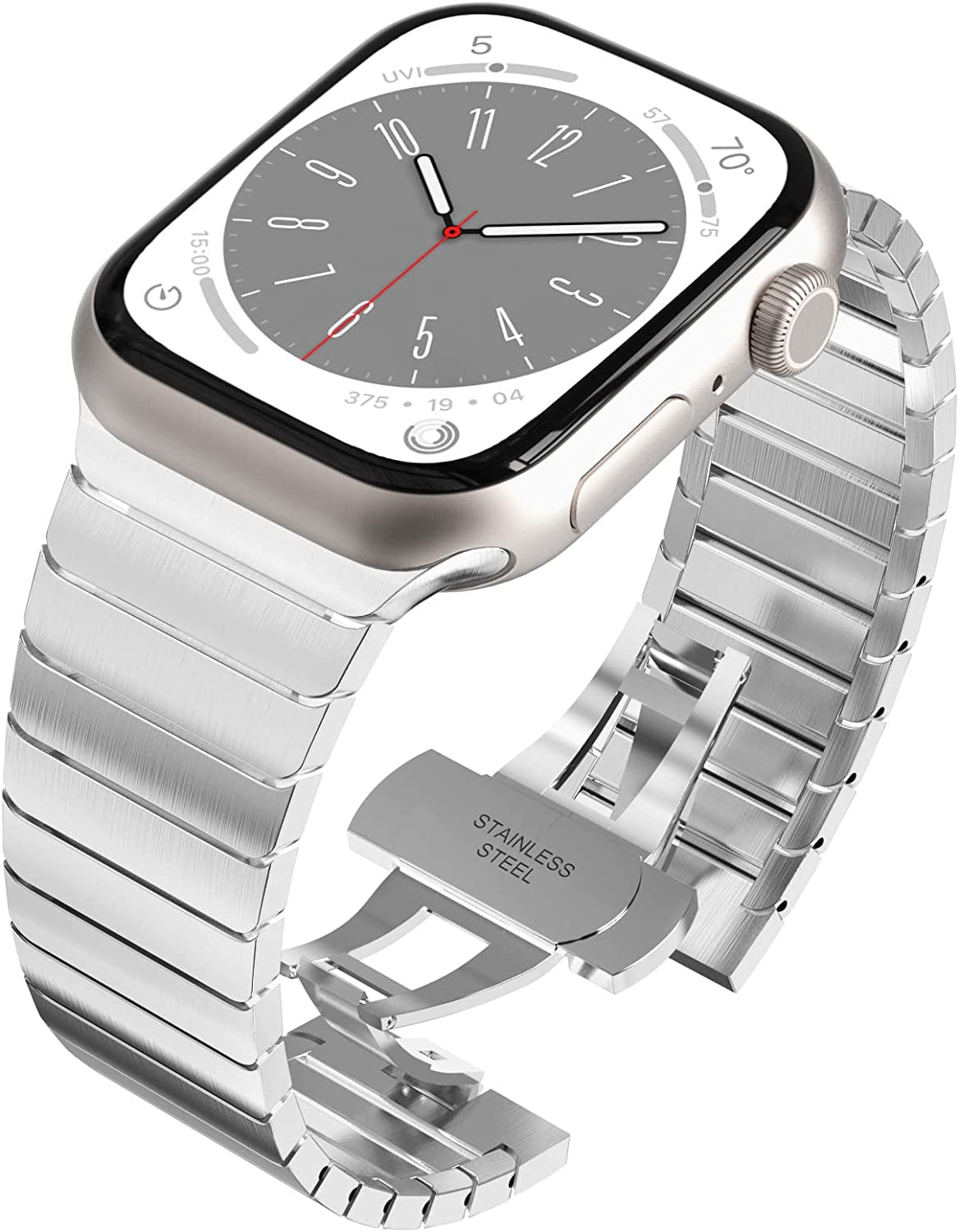 WINGLE Compatible for Apple Watch Ultra Band 49Mm 44Mm 45Mm 42Mm Series 8 7 Men, Stainless Steel Band Metal Strap Wristband for Apple Watch Iwatch Ultra SE 6 5 4 3 2 1 Link Women, Titanium  WINGLE Silver 41mm/40mm/38mm 