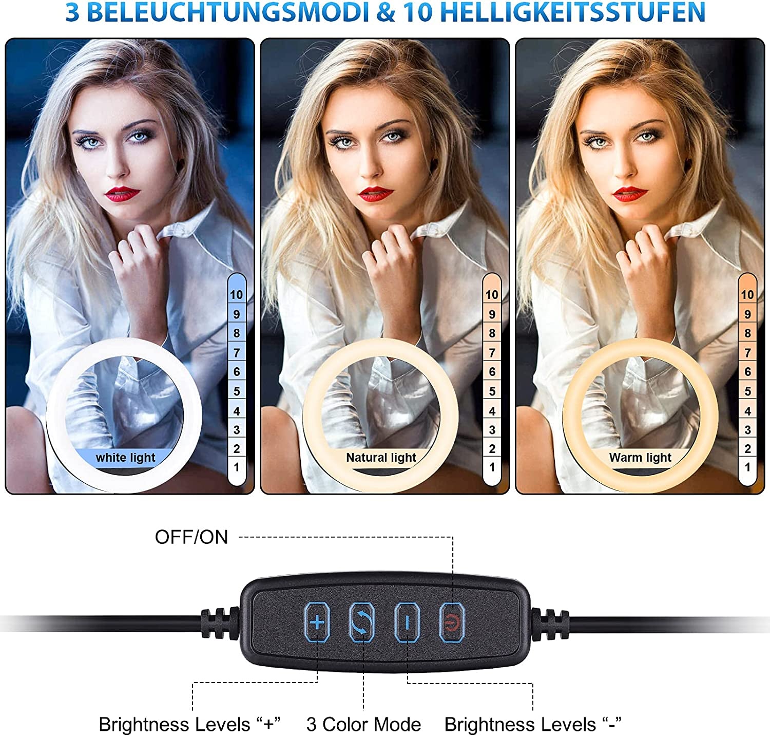 HPUSN Ring Light Tripod:Selfie Ring Light Phone Holder with Dimmable Led Ring Light for Youtube/Live Stream/Makeup/Vlog/Tiktok Compatible with Smartphone  HPUSN   