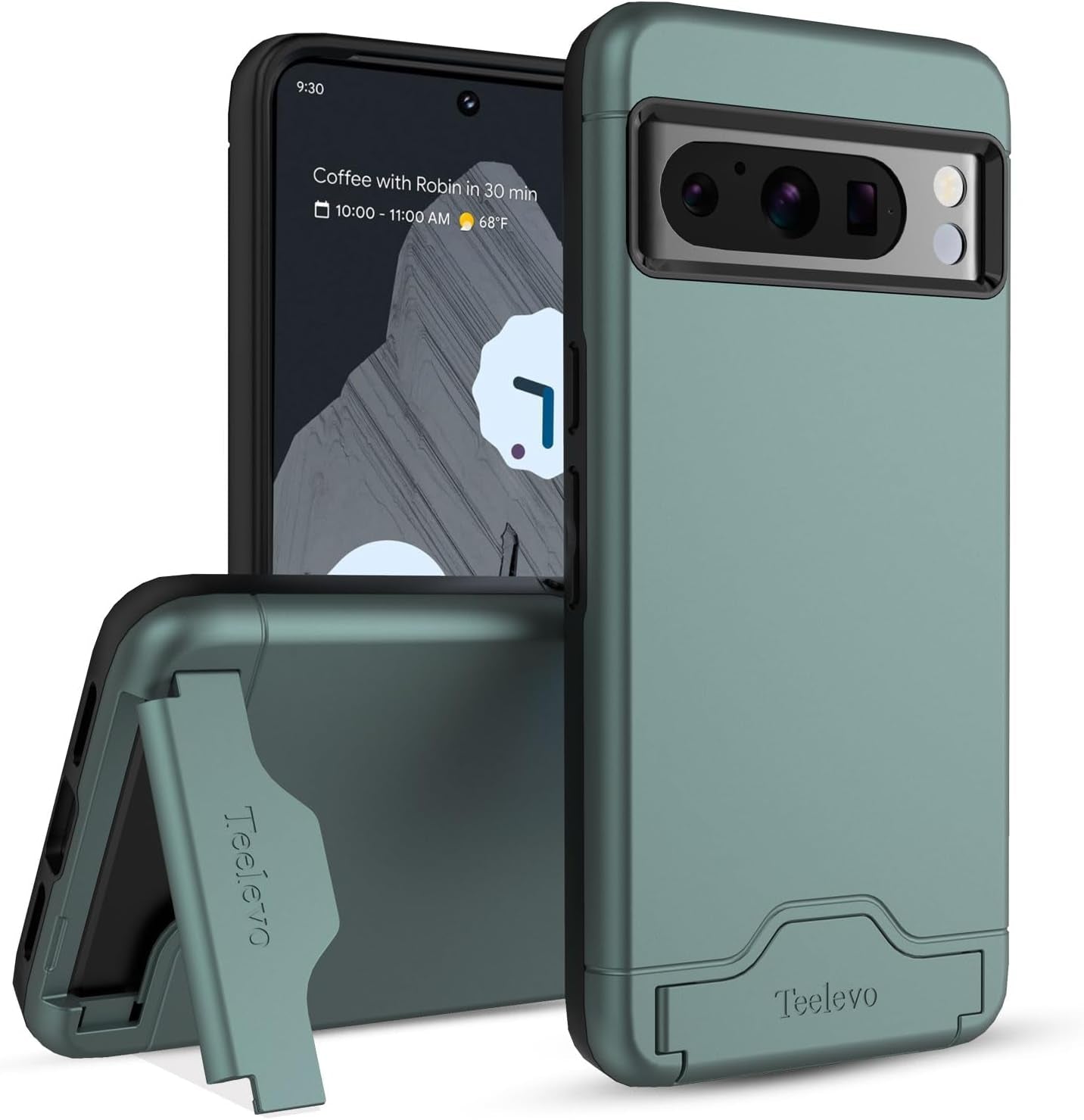Teelevo Wallet Case for Google Pixel 8 Pro, Dual Layer Case with Card Slot Holder and Kickstand for Google Pixel 8 Pro - Dark Green  Teelevo   