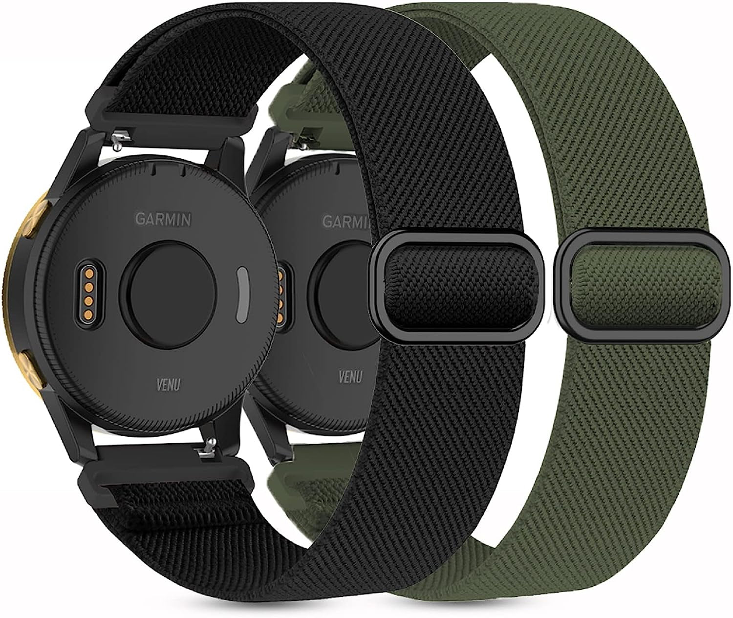 2 Pack Stretchy Nylon Watch Bands Compatible with Garmin Venu/Venu Sq, 20Mm Loop Elastic Straps for Garmin Vivoactive 3,Venu 2 Plus/Venu Sq 2,Forerunner 645/55/245 Music for Women Men.  Kollody   