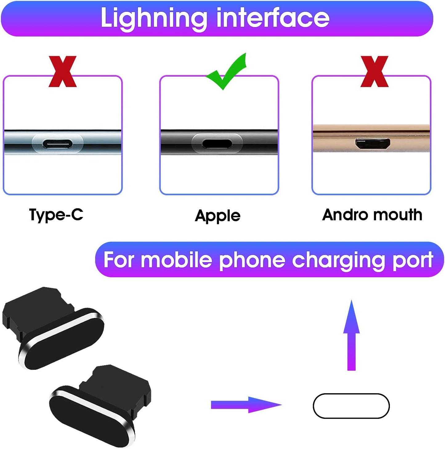 WLLHYF Phone anti Dust Plugs, 6 PCS Charger Port Dust Cover Port Caps Protectors for Most Smartphones and Micro Charging Port Speaker anti Dust Protection Cover Kit  WLLHYF   