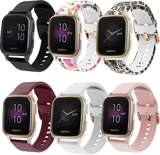 Vicrior Bands Compatible with Garmin Venu/Venu Sq Smart Watch, 6PCS Soft Silicone Fadeless Pattern Printed Floral Replacement Band for Garmin Vivoactive 3 / Vivomove/Luxe/Hr  ViCRiOR   