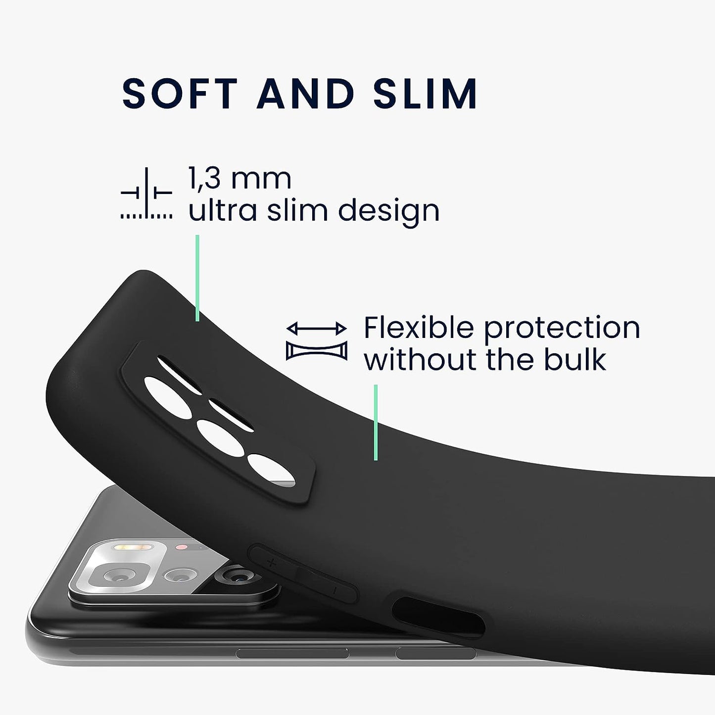 Kwmobile Case Compatible with Xiaomi Poco X3 GT Case - Soft Slim Protective TPU Silicone Cover - Black Matte  KW-Commerce   