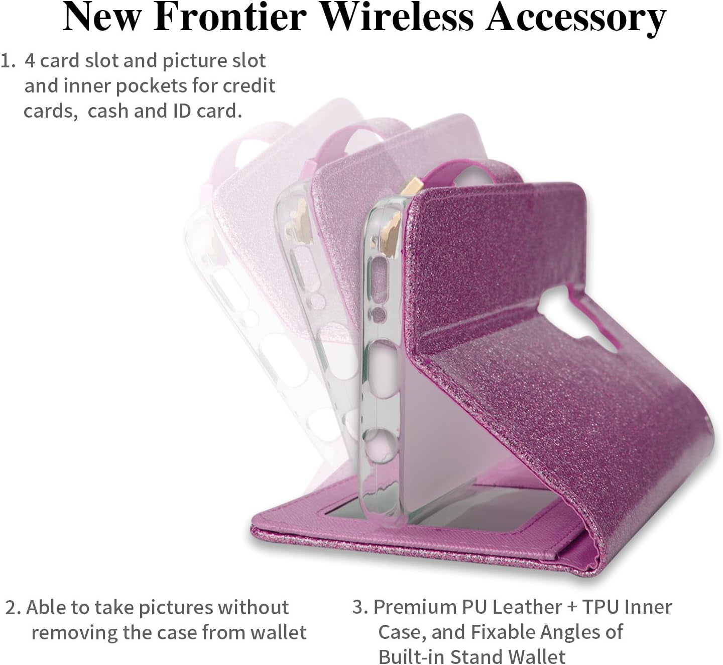 Newfrontier LG V40 Thinq Case, LG V40 Case, Shiny PU Leather Sparkle Rhinestone Bling Flip Sparkle Wallet Case Card Slots Cash Holder Wrist Strap Case for LG V40 / LG V40 Thinq 2018 (WBL Pink)  New Frontier Wireless Accessory   