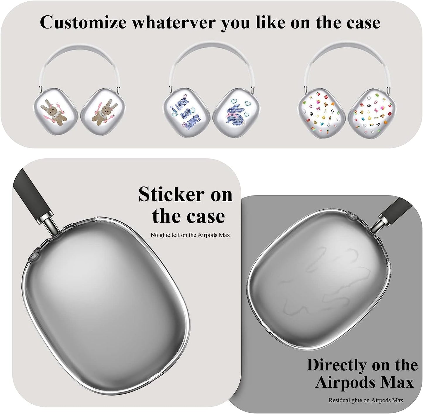 JDHDL [3 in 1] for Airpods Max Case Cover, Clear Soft TPU Earcup Case Cover+Slicone Earpad Cover+Silicone Overhead Cover, Transparent Protective Case for Apple Airpods Max Accessories(Black)  JDHDL   