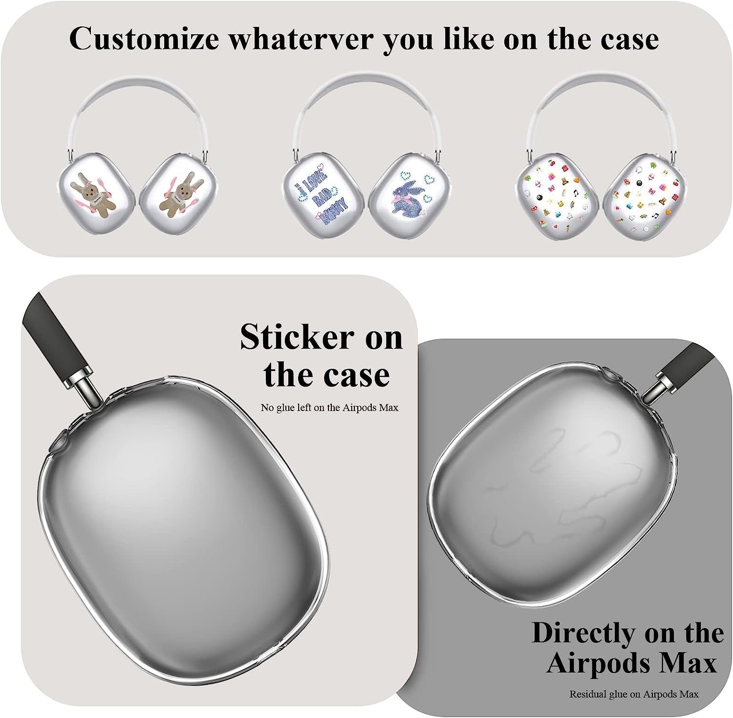 JDHDL [3 in 1] for Airpods Max Case Cover, Clear Soft TPU Earcup Case Cover+Slicone Earpad Cover+Silicone Overhead Cover, Transparent Protective Case for Apple Airpods Max Accessories(Black)  JDHDL   