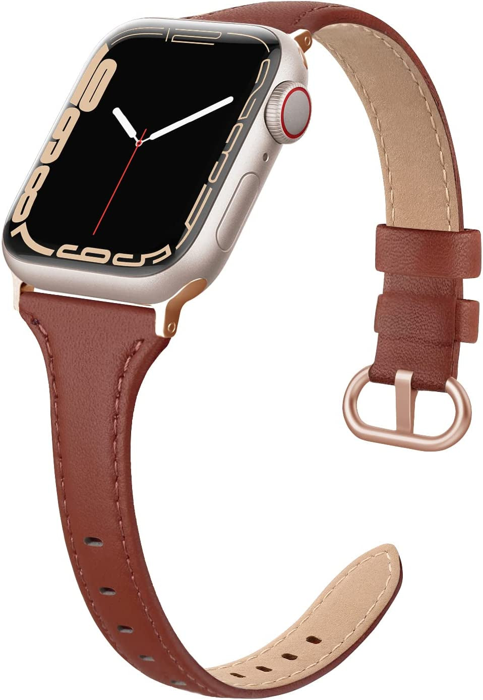 SWEES Leather Band Compatible for Apple Watch 38Mm 40Mm 41Mm, Slim Thin Dressy Elegant Genuine Leather Strap Compatible for Iwatch Series 8, 7, 6, 5, 4, 3, 2, 1, SE, Sport & Edition Women, Brown  SWEES Umber 38mm 40mm 41mm 
