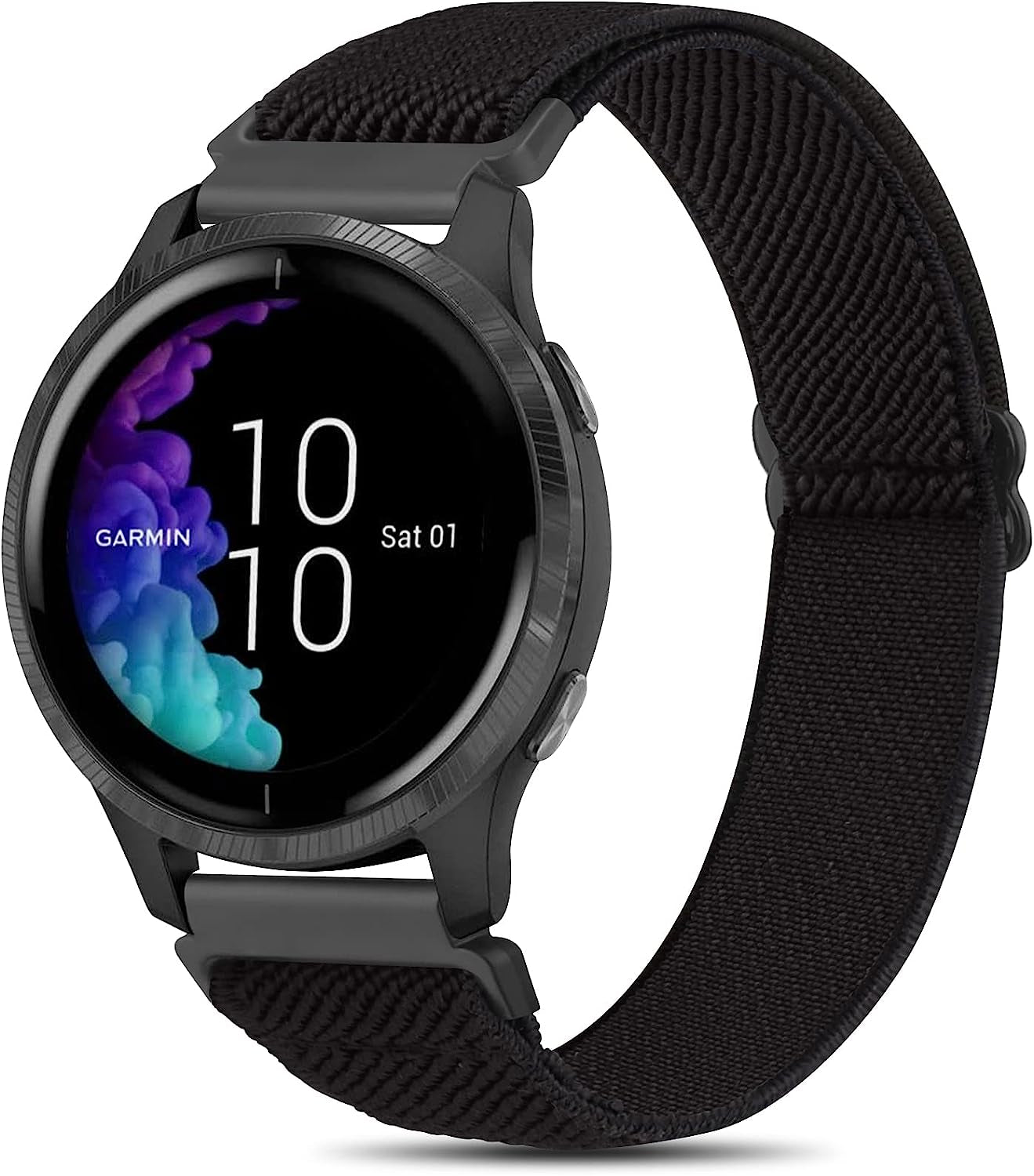 Wanme Bands for Garmin Venu / Vivoactive 3 Watch Band, 20Mm Adjustable Elastic Replacement Wristband Strap for Garmin Venu Sq, Vivoactive 3 Music, Forerunner 645 / 245 Music, Samsung Galaxy Watch 4 (Green Arrow)  Wanme Black  