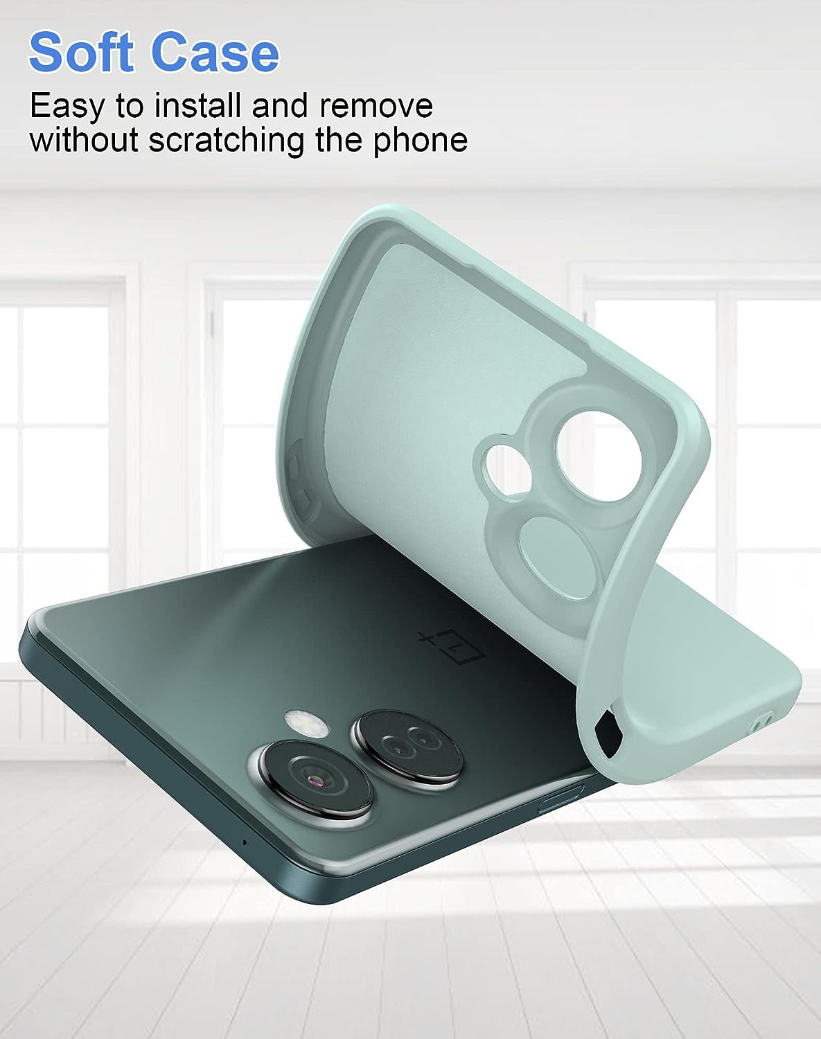 Foluu Silicone Case for Oneplus Nord N30 5G, Liquid Gel Rubber Case with Soft Microfiber Lining Cushion Slim Hard Shell Shockproof Protective Cover for Oneplus Nord N30 5G 2023 (Light Cyan)  Foluu   