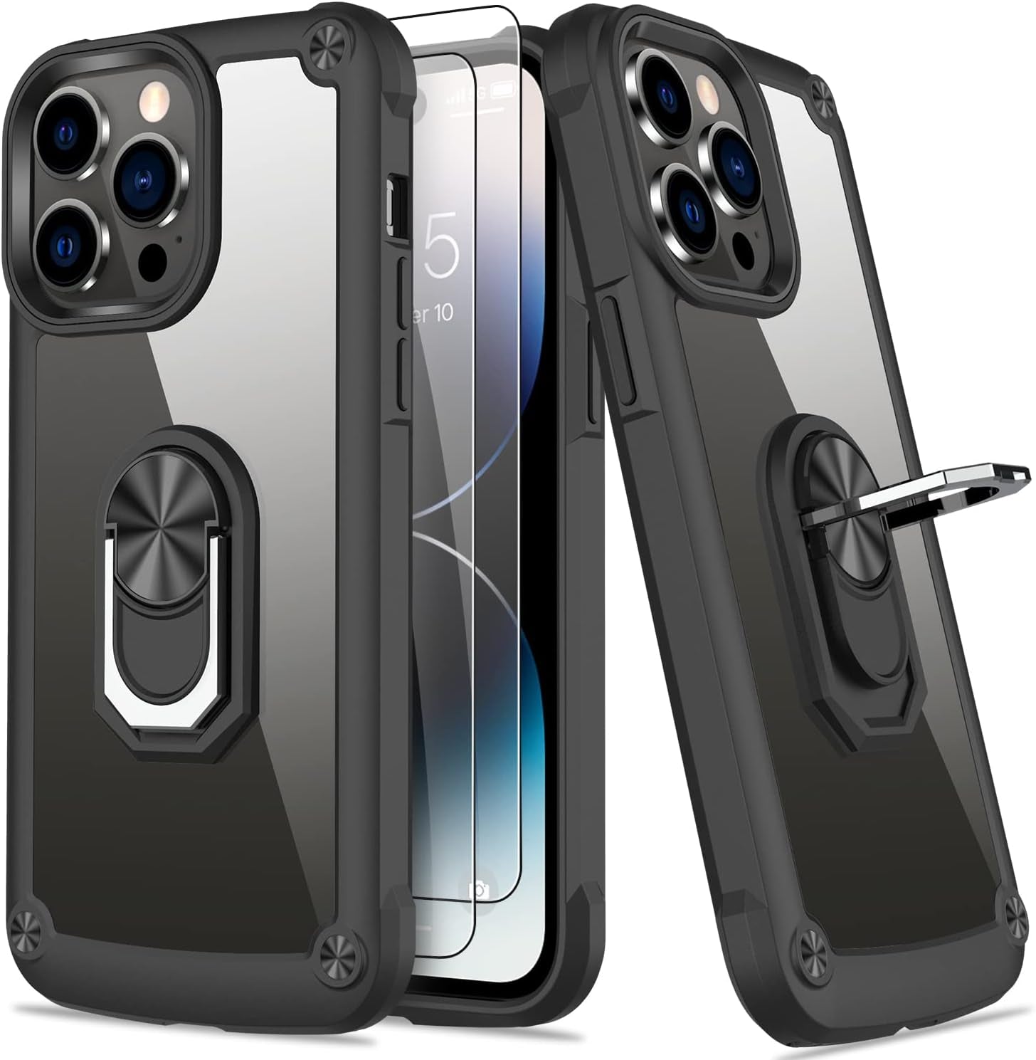 AUPAI Iphone 14 plus Case with Screen Protector,Iphone 14 plus Cover Crystal Clear Anti-Yellow Heavy Duty Acrylic Protective Phone Case with Magnetic Kickstand for Apple Iphone 14 Plus,Green  AUPAI   