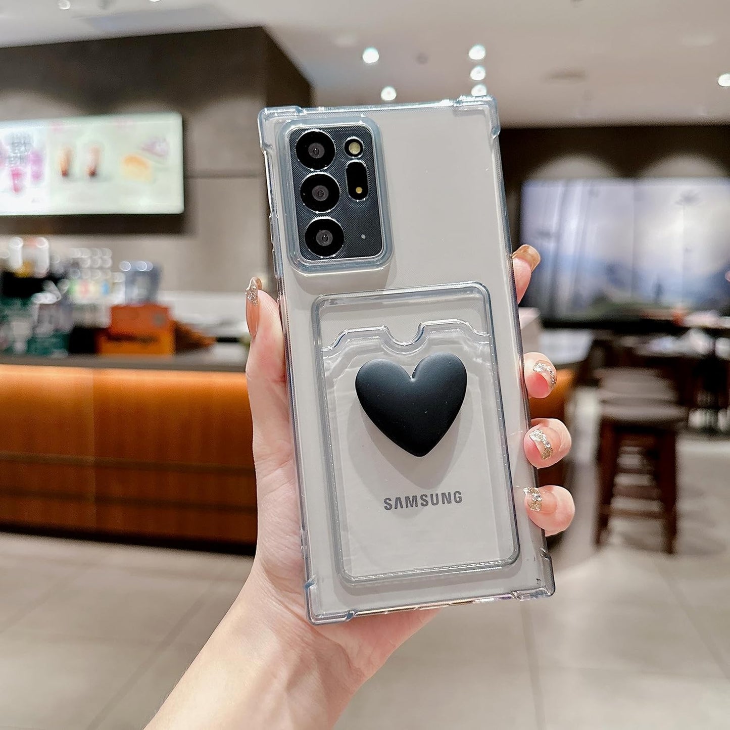 Tuokiou Compatible with Samsung Galaxy Note 20 Ultra Phone Case,Cute 3D Heart Design Phone Case Protection Soft Shockproof Card Holder Wallet Case for Galaxy Note 20 Ultra 6.9 Inch (Black)  Tuokiou   