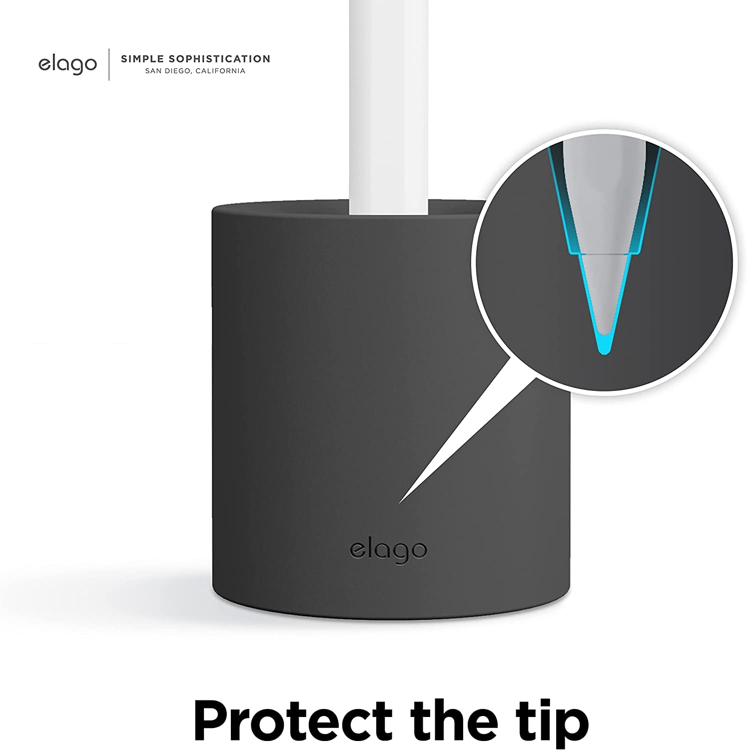 Elago Pencil Stand Compatible with Apple Pencil 1St, 2Nd Generation and Any Tablet Stylus with or without Pencil Case or Sleeve, Durable Silicone Stand, Desk Organization, Tip Protection [Black]  elago   