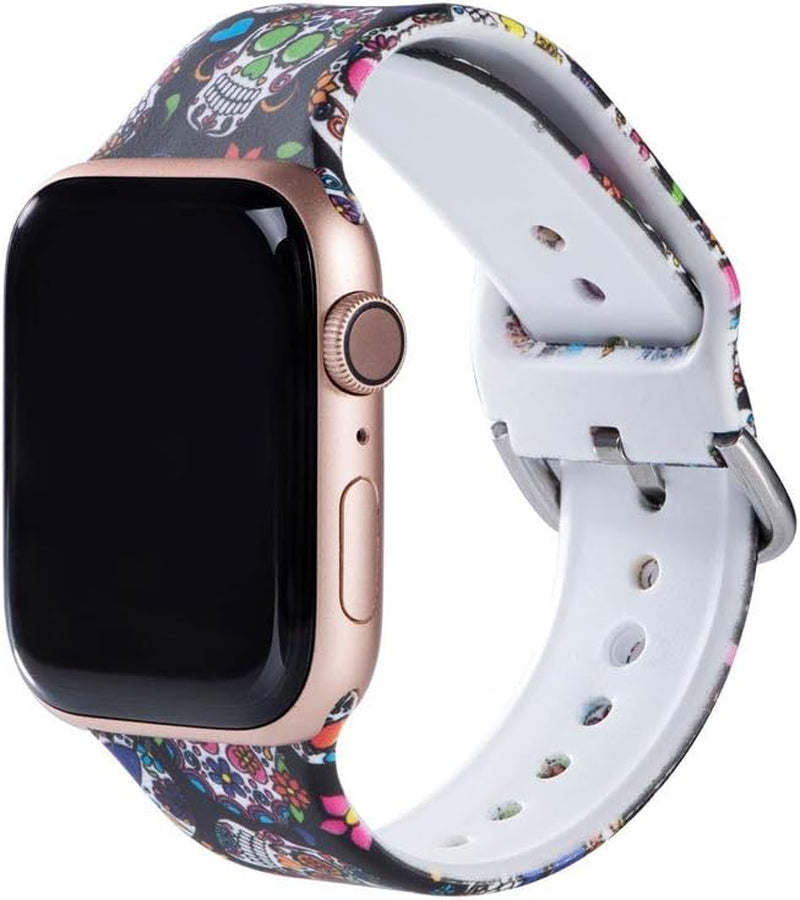 Hi-Yoohere Elegent Bands Compatible Wth Apple Watch 42Mm 44Mm 45Mm, Character Cool Skull Print Soft TPU Wristband Strap for Girls Women Iwatch SE & Series 7/6/5/4/3/2/1  Hi-Yoohere   