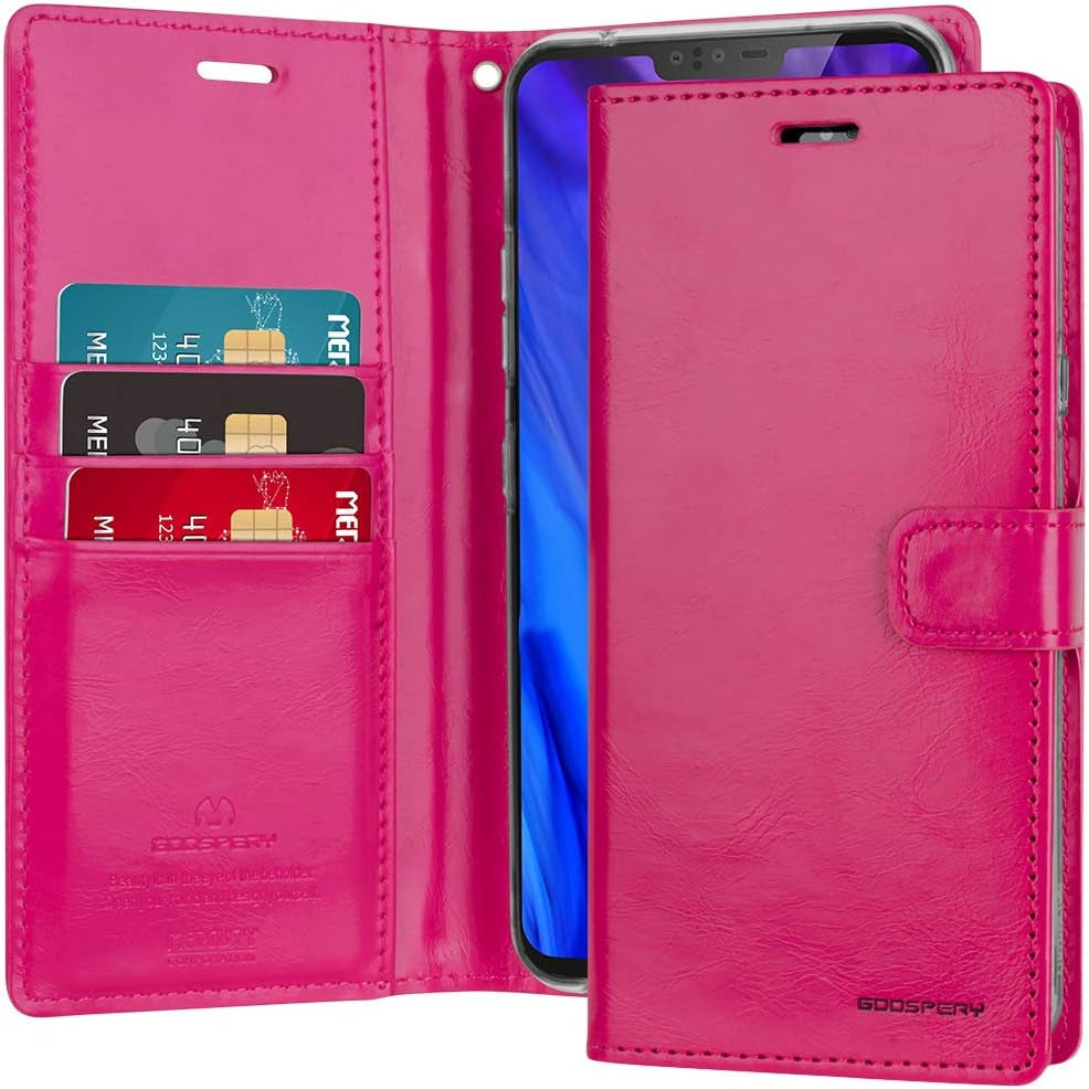 GOOSPERY Blue Moon Wallet for LG V40 Thinq Case (2018) Leather Stand Flip Cover (Hot Pink) LGV40-BLM-HPNK  GOOSPERY   