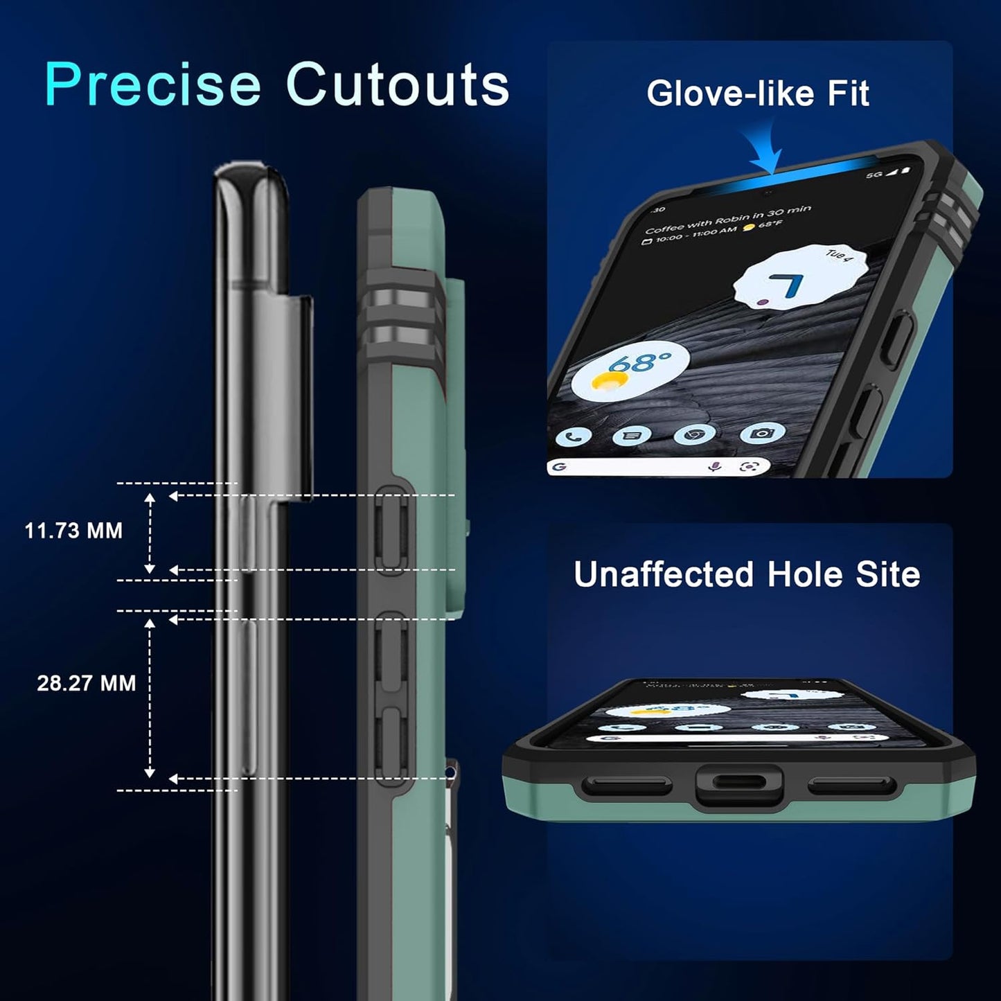 DEERLAMN for Google Pixel 8 Case with Slide Camera Cover+Screen Protector (1 Pack), Rotated Ring Kickstand Military Grade Shockproof Heavy Duty Protective Cover -Green  DEERLAMN   