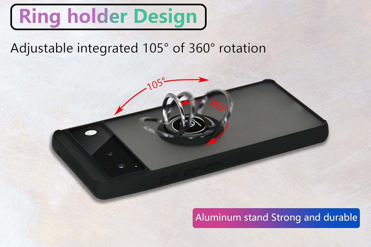 Ymxdmd Is Specially Designed for Google Pixel 6 Anti-Fingerprint, Built-In 360° Rotating Ring Bracket Solid and Durable Magnetic Car Phone Case, Suitable for Google Pixel 6 6.4Inches Male-Black  ymxdmd   
