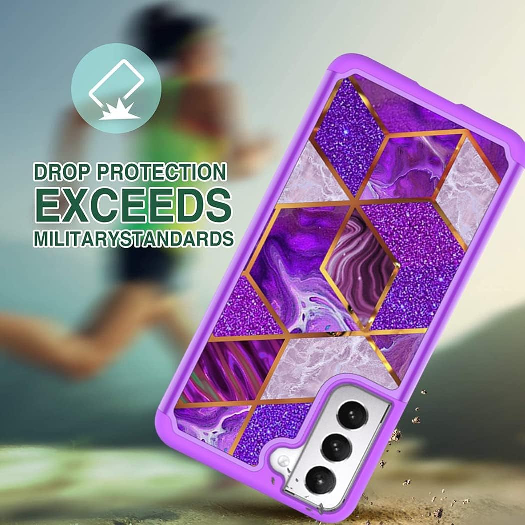 Tothedu Case for Galaxy S21 plus 5G 6.7" Case, Samsung S21 plus (2021) Phone Case, Shock Absorption Dual Layer Heavy Duty Protective Cover Rugged Cases for Samsung Galaxy S21 plus (Purple/Marble)  Tothedu   