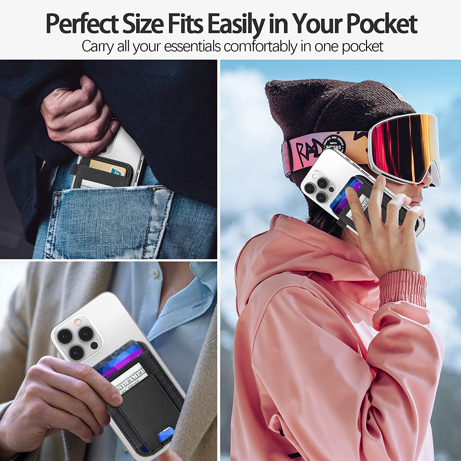 Magnetic Card Wallet Holder for Apple Magsafe, Magsafe Wallet for Iphone 14 Iphone 13 Iphone 12 Magsafe Leather Wallet, Magnetic Card Holder for Back of Iphone 14/13/ 12 Series, Fit 7 Cards, Black  ExtreLife   