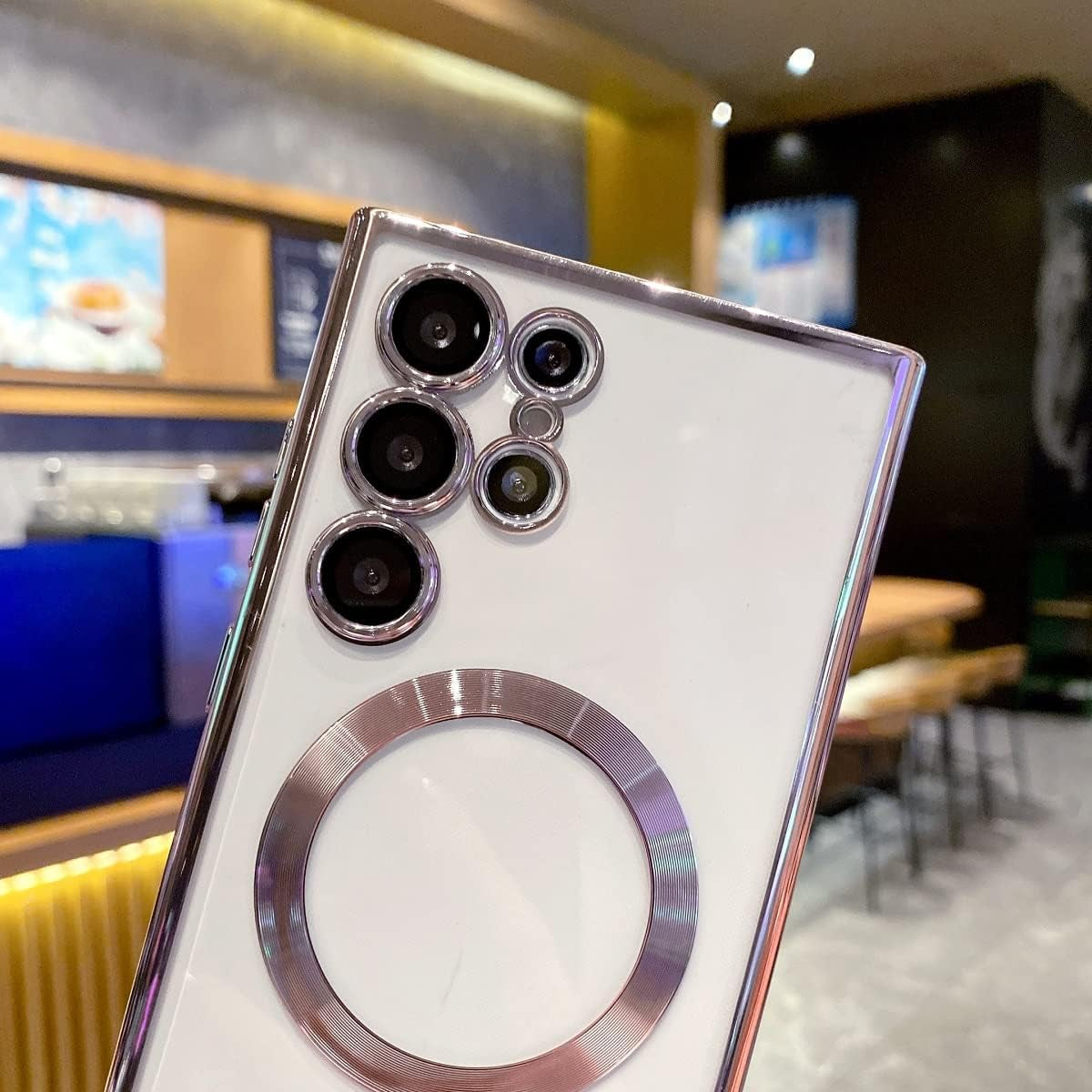 Threehundred for Samsung Galaxy S22 Ultra Case Magnetic Clear with Camera Lens Protector Full Protection Magsafe Electroplated Silicone Slim Fit Shockproof Protective Case Cover 6.8 Inch - Lavender  Threehundred   