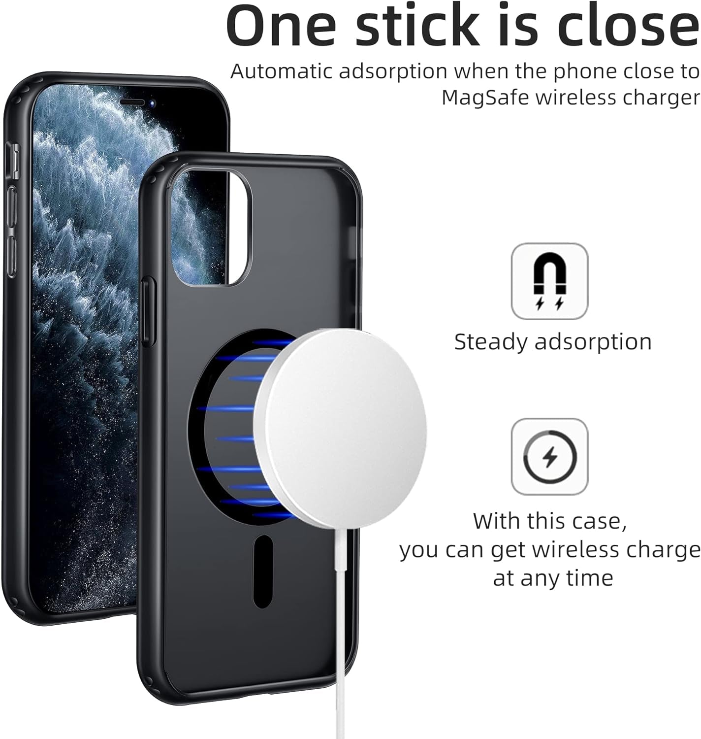 Yriklso for Iphone 11 Magnetic Case, Built in Magnets Compatible with Magsafe, Translucent Matte Hard PC Back Cover + Soft TPU Frame Slim Bumper Case for Iphone 11 （6.1"）,Black  Yriklso   
