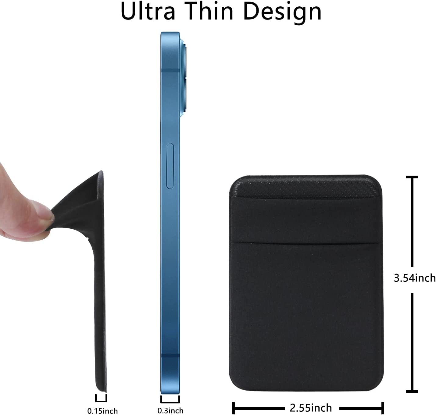 Yesdoes Magnetic Phone Card Holder,Compatible with Magsafe,Stretchy Lycra Double Pocket Wallet,Credit ID Card Cash Pouch,Mag Safe Phone Sleeve Case,Design for Iphone 14,13,12,Plus,Pro,Pro Max Black  YesDoes   