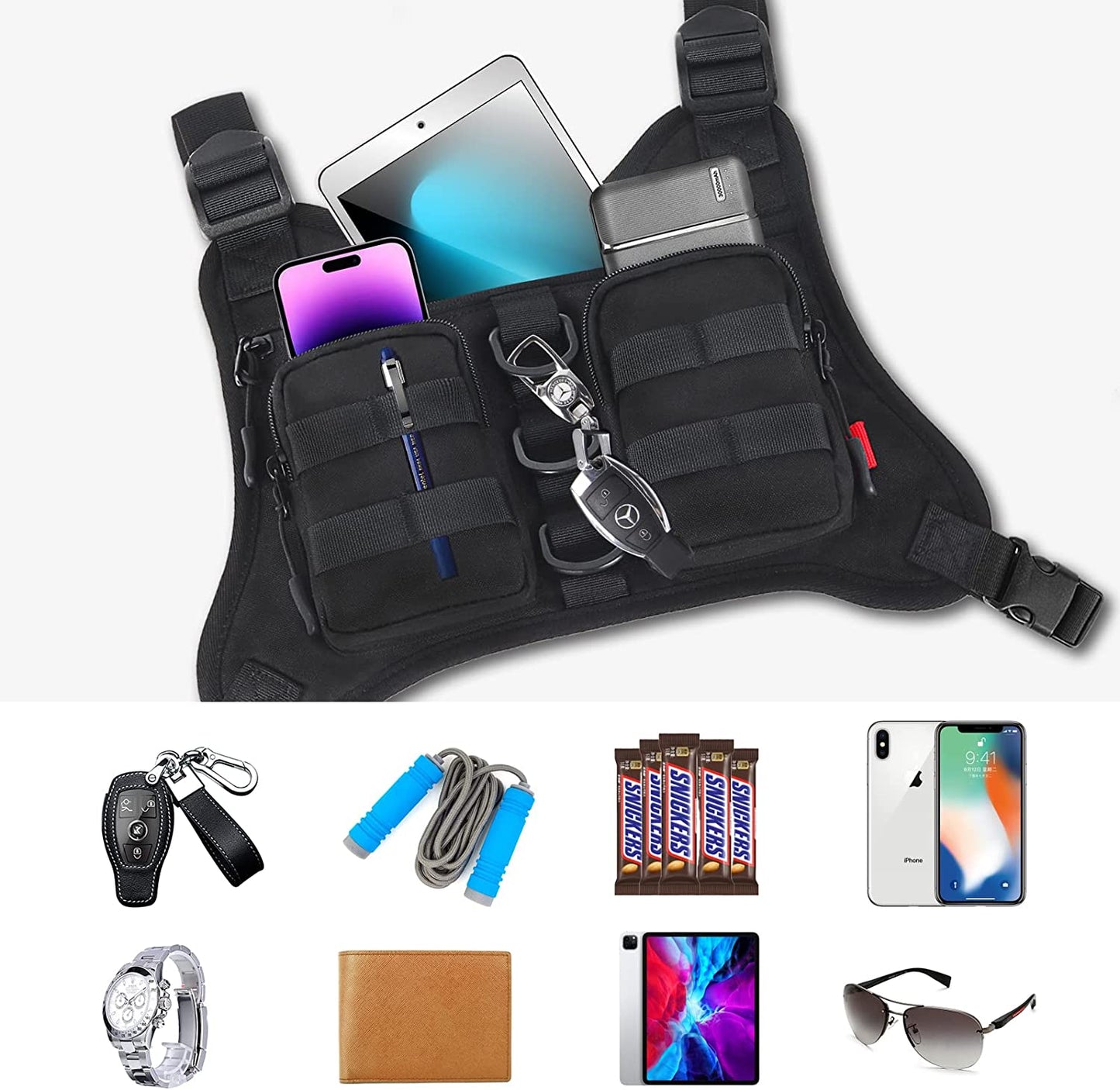 KINGSLONG Chest Bag Lightweight Chest Pack, Water Resistant Running Pack Phone Holder for Workouts, Running Backpack Vest with Pocket  KINGSLONG   