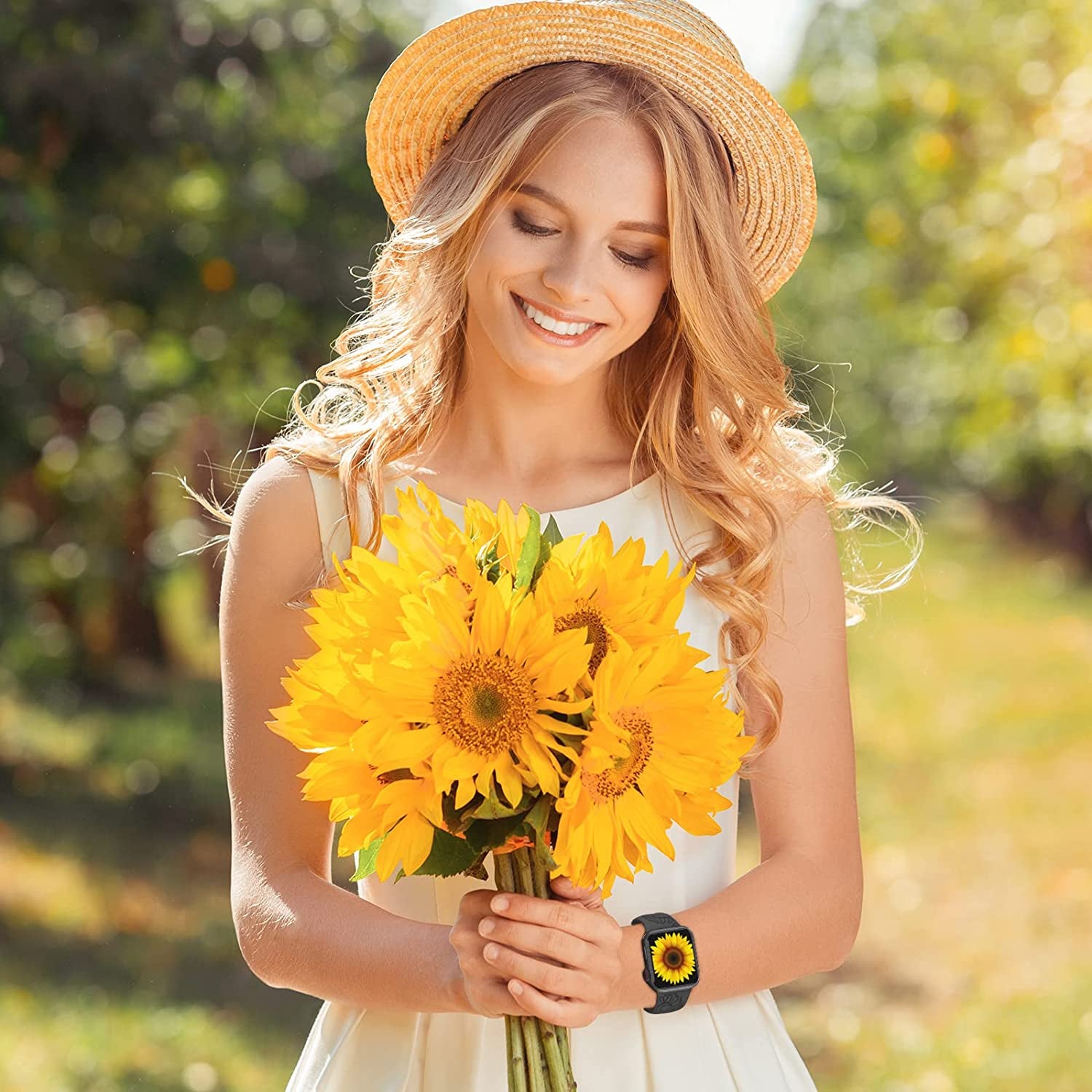 Flower Engraved Band Compatible with Apple Watch Bands 42Mm 44Mm 45Mm 49Mm for Women, Soft Sunflower Laser Silicone Wristbands Cute Sport Straps for Iwatch Series 8/7/Se/6/5/4/3/2/1/Ultra  Butifacion   