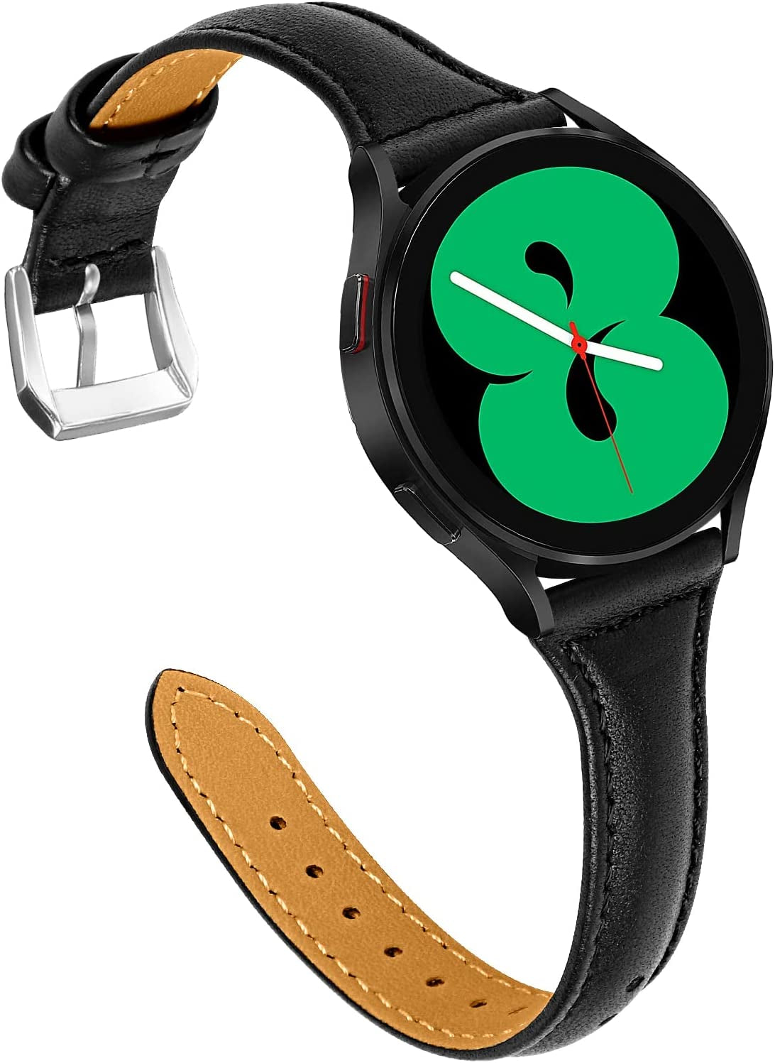 JOYOZY Leather Band Compatible with Samsung Galaxy Watch 5/4 40Mm 44Mm,Active(40Mm)/2(40Mm)(44Mm),Stylish Slim Wristband Strap for Galaxy Watch 42Mm/Samsung Galaxy Watch 4 Classic/Watch 5 Pro 45Mm  Joyozy Mystic Black  