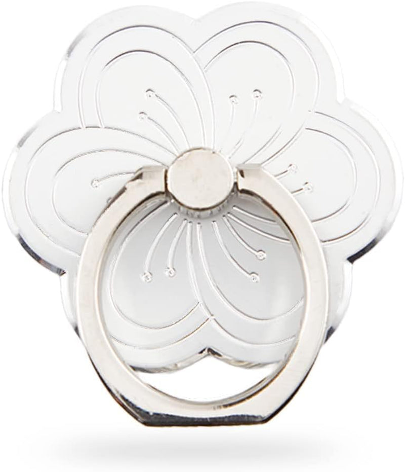 Flower Cell Phone Ring Holder, Zinc Alloy Metal Phone Back Ring Grip for Finger (White)  SUNURS   