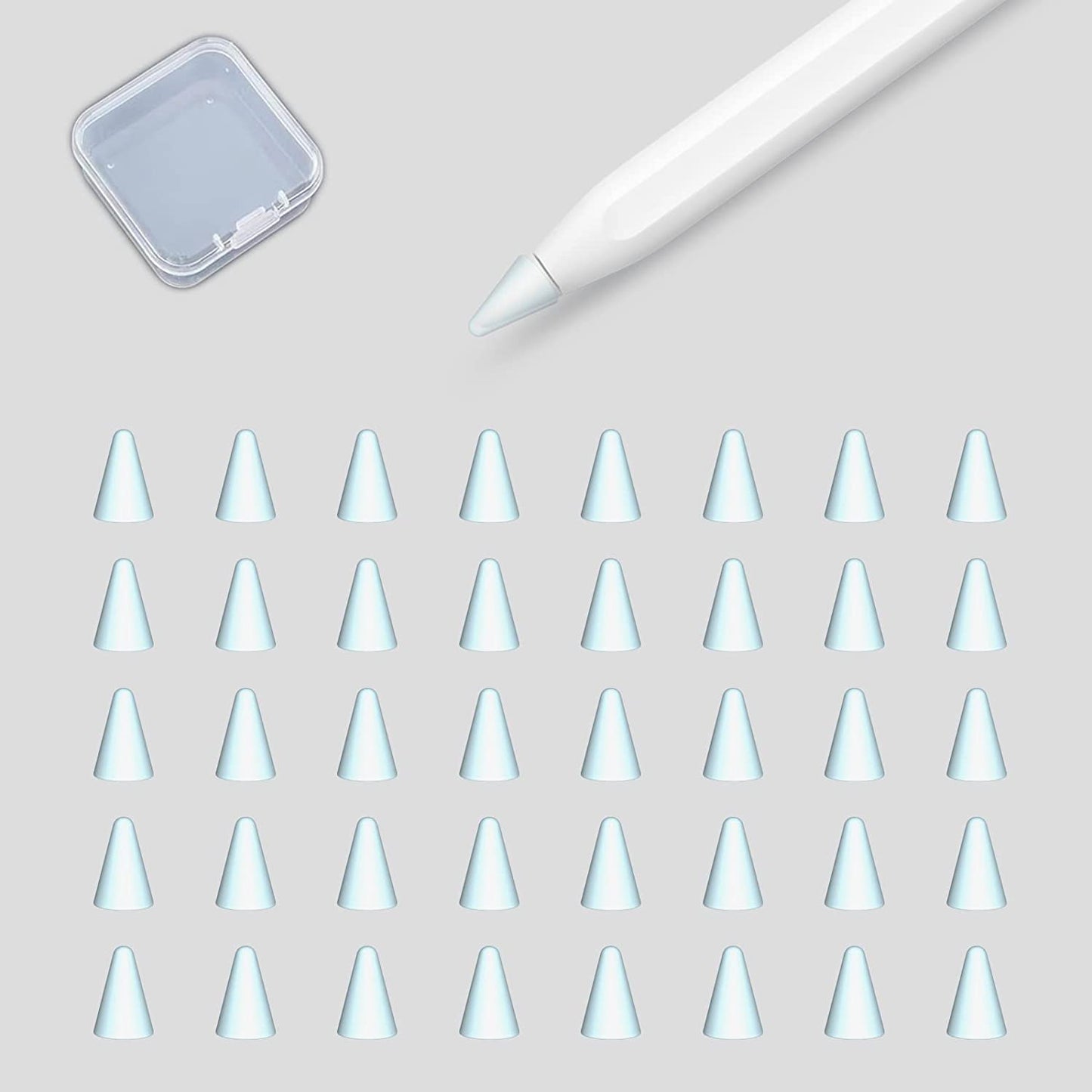 Ambervec 60 Pack Tip Cover for Apple Pencil 2Nd Generation and 1St Generation, Comaptible with Apple Pencil Nib, Anti-Slip Slicone Tips Cover, Medium Resistance, Multicolor  AmberVec Inc. 40 Pcs, Clear Medium Resistance, for Using on Nude Screens and Tempered Glasses 