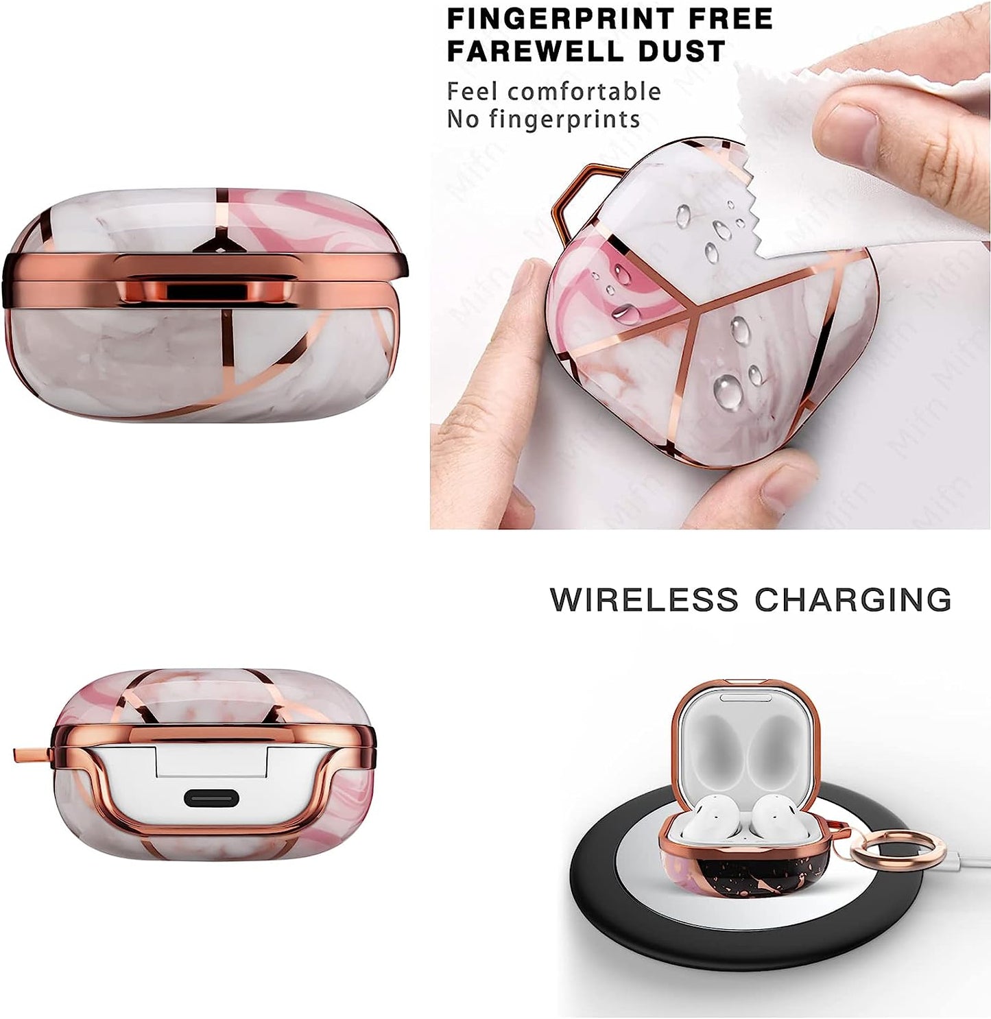 LJFLYXRI for Galaxy Buds 2 Pro Clear Hard PC Case Cover,Tpu Protective Case for Women Girls with Keychain Full Body Protective Cover for Samsung Galaxy Buds 2/Pro/2 Pro/Live Charging Box (Purple)  LJFLYXRI   