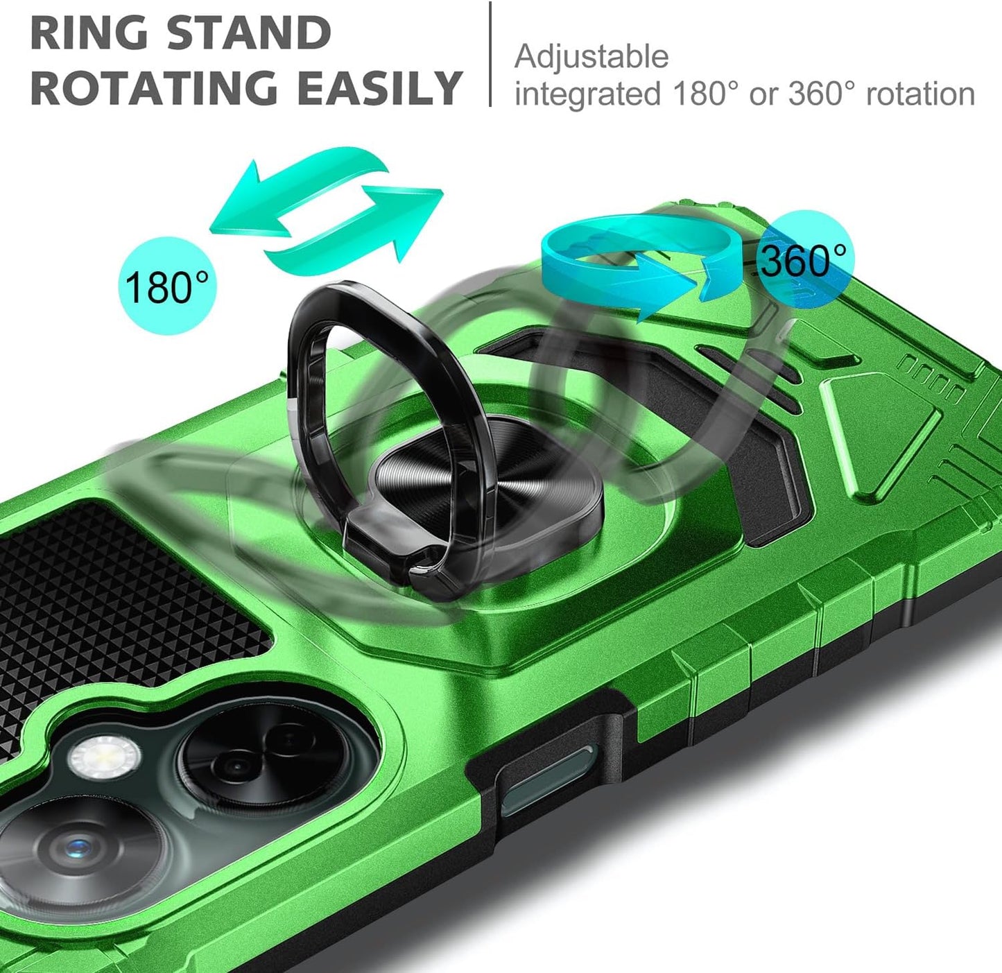 NZND Case for Oneplus Nord N30 5G / Nord CE 3 Lite 5G with Tempered Glass Screen Protector (Maximum Coverage), Full-Body Protective [Military-Grade], Magnetic Car Ring Holder Cover Case (Green)  NZND   