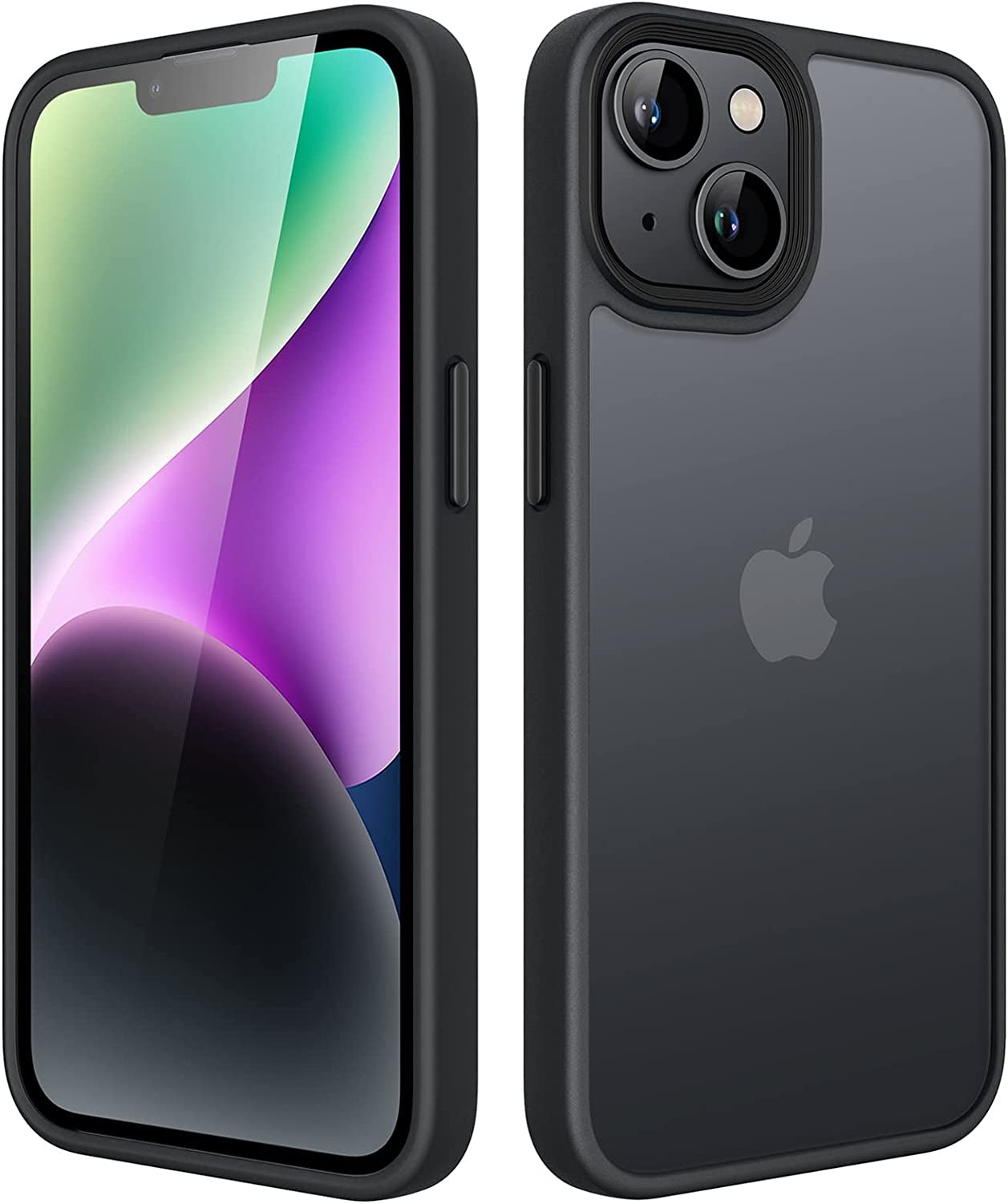 Jetech Matte Case for Iphone 14 6.1-Inch, Shockproof Military Grade Drop Protection, Frosted Translucent Back Phone Cover, Anti-Fingerprint (Black)  JETech Black  