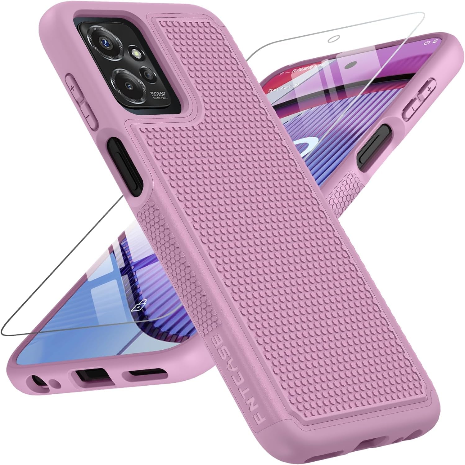 FNTCASE for Motorola Moto G-Power-5G 2023 Case: Moto G 5G 2023 Case Dual Layer Shockproof Protective Textured Design Cell Phone Cover Heavy Duty Rugged Tough Back Hardshell Hybrid Slim Basic Case  FNTCASE Raspberry Pink 2023 Phone Case  