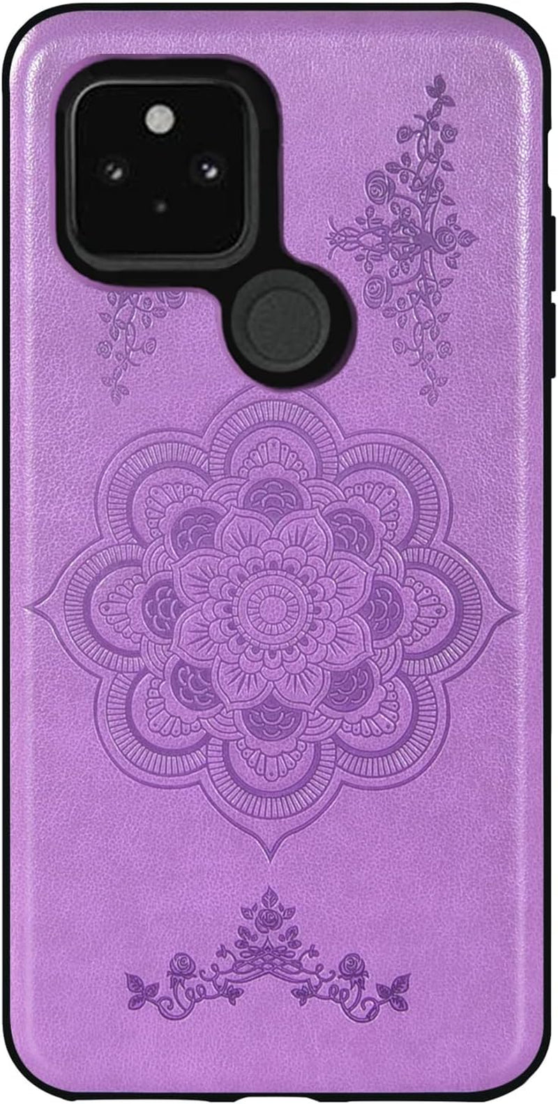 Asuwish Compatible with Google Pixel 4A 5G 6.2 Case and Tempered Glass Screen Protector Thin Slim Soft TPU Flower Leather Cell Phone Cover for Pixel4A5G UW Pixel4A 5G Pixle A4 G5 4A5G Women Men Purple  Asuwish   