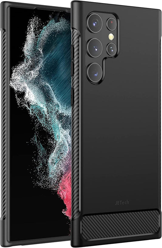 Jetech Slim Fit Case for Samsung Galaxy S22 Ultra 5G 6.8-Inch, Thin Phone Cover with Shock-Absorption and Carbon Fiber Design (Black)  JETech   