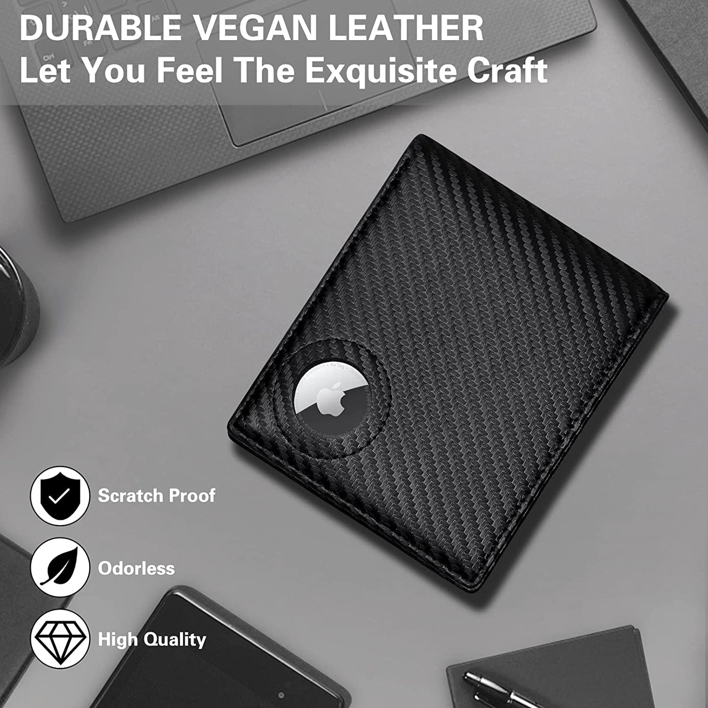 GIPUSSON Slim Leather Wallet for Men Airtag Hidden,Large Bifold Mens Wallet RFID Blocking with ID Windows,Credit Card Holder for Men Wallet  GIPUSSON   