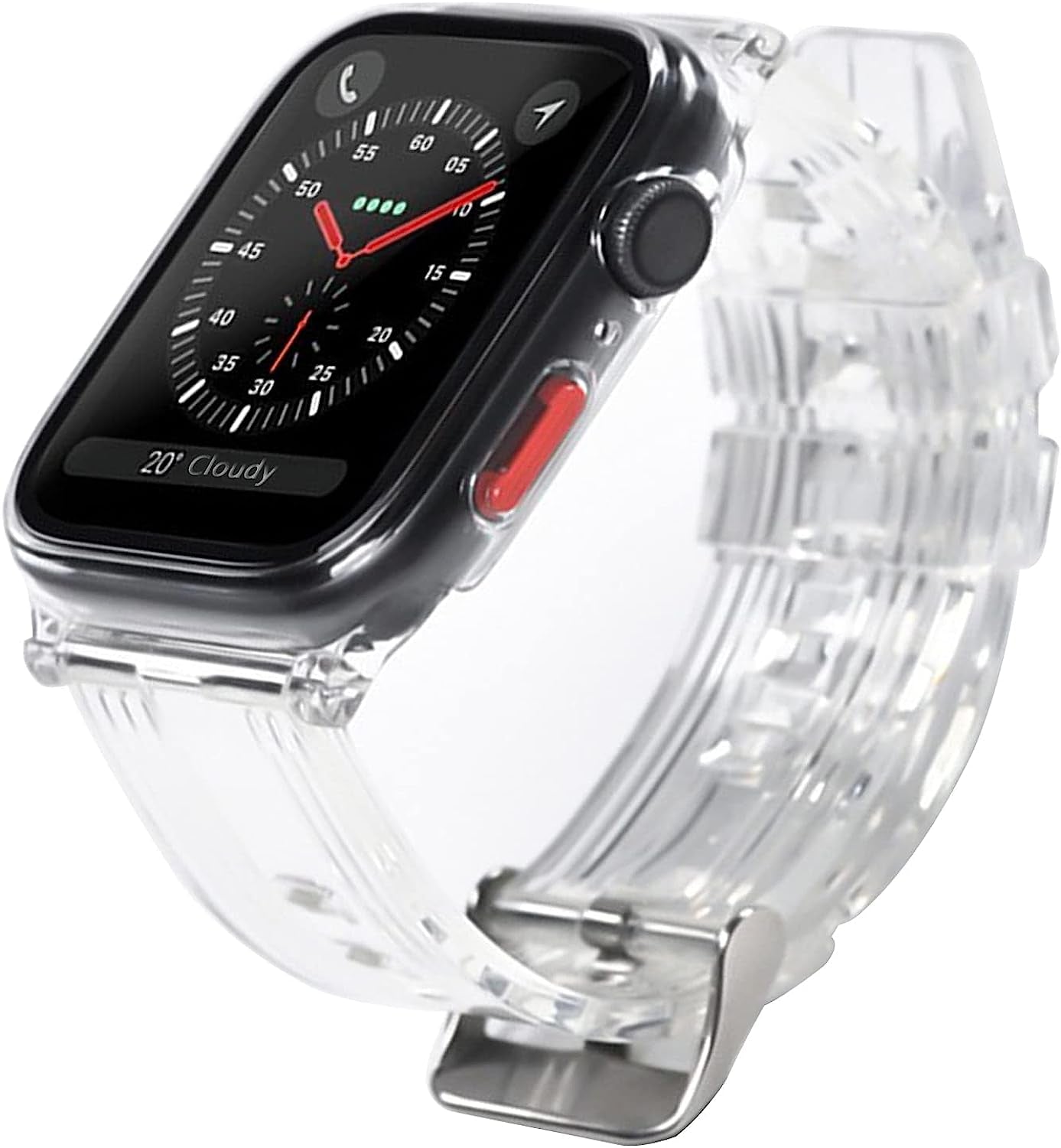 3 in 1 for Apple Watch Band with Case Built-In Screen Protector,Smartwatch Silicone Men Women Sport Wrist Strap & PC Hard Bumper Cover & Tempered Glass Screen Protector for Iwatch SE Series 8 7 6 5 4  Lasllaves Clear 40mm 