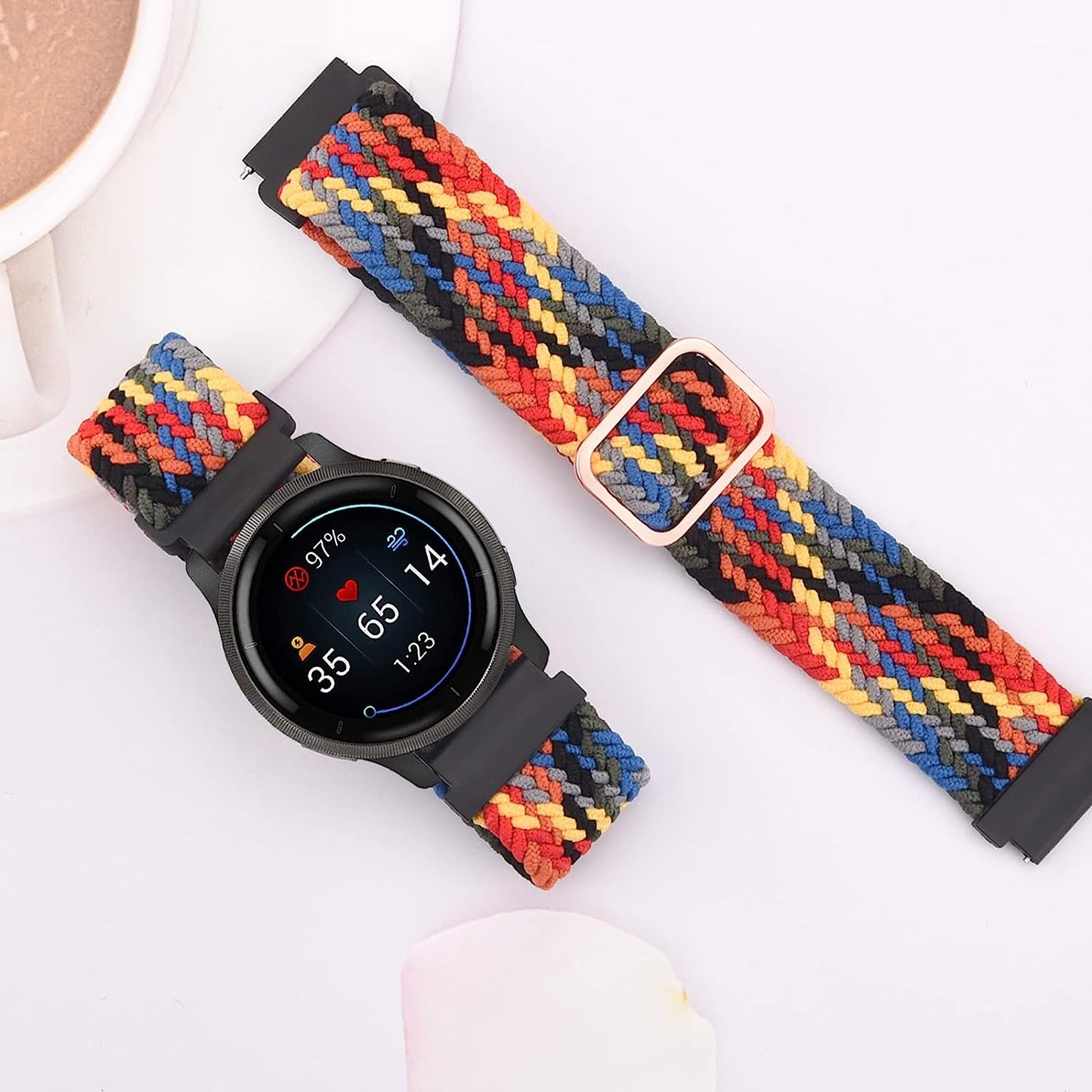 Wanme Bands for Garmin Venu / Vivoactive 3 Watch Band, 20Mm Adjustable Braided Elastic Replacement Wristband Strap for Garmin Venu Sq, Vivoactive 3 Music, Forerunner 645 / 245 Music, Samsung Galaxy Watch 4  Wanme   