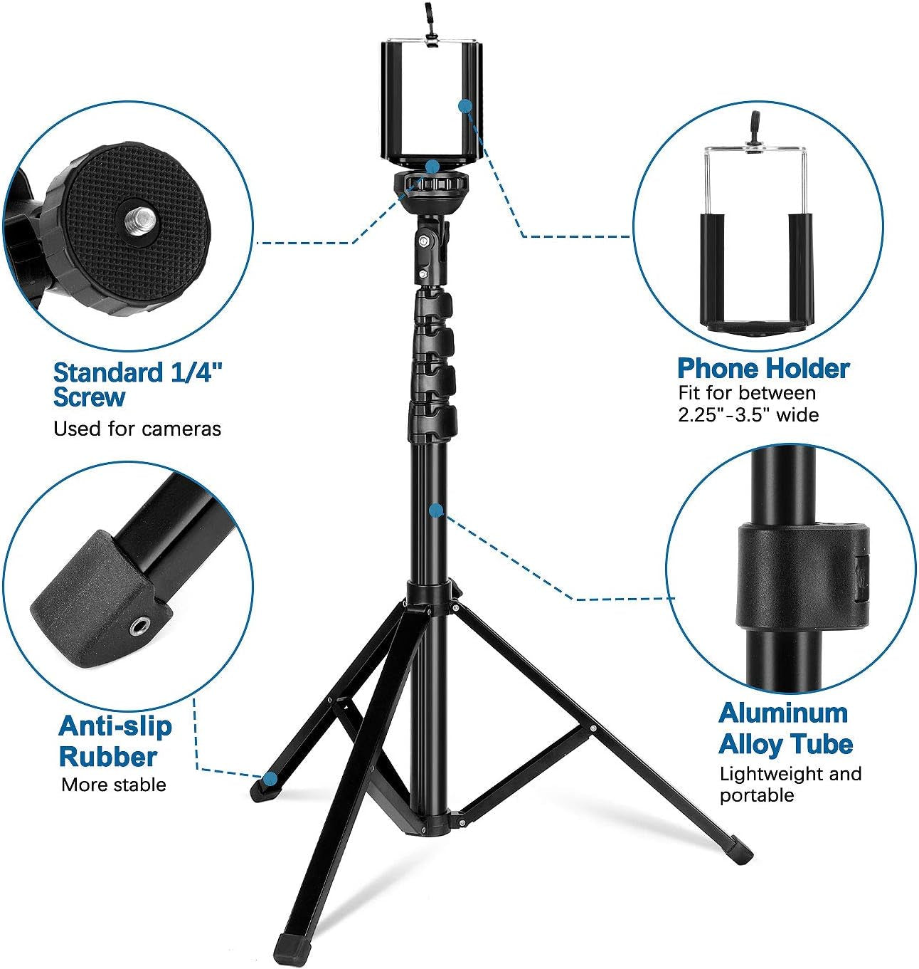 Phone Tripod, Extendable Selfie Stick Tripod  WAAO   