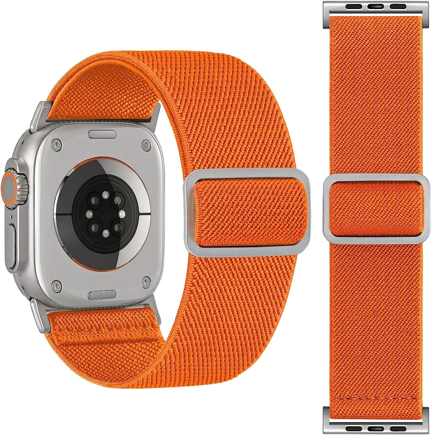 25MM/30MM Wide Stretchy Nylon Compatible with Apple Watch Ultra Band 44Mm 45Mm 49Mm 38Mm 40Mm 41Mm 42Mm, Adjustable Sport Soft Elastic for Apple Watch Band Men, Wristband for Iwatch SE 8 7 6 5 4 3 2 1  HEARTBOOM Orange 49mm/45mm/44mm/42mm(Band width 30mm) 