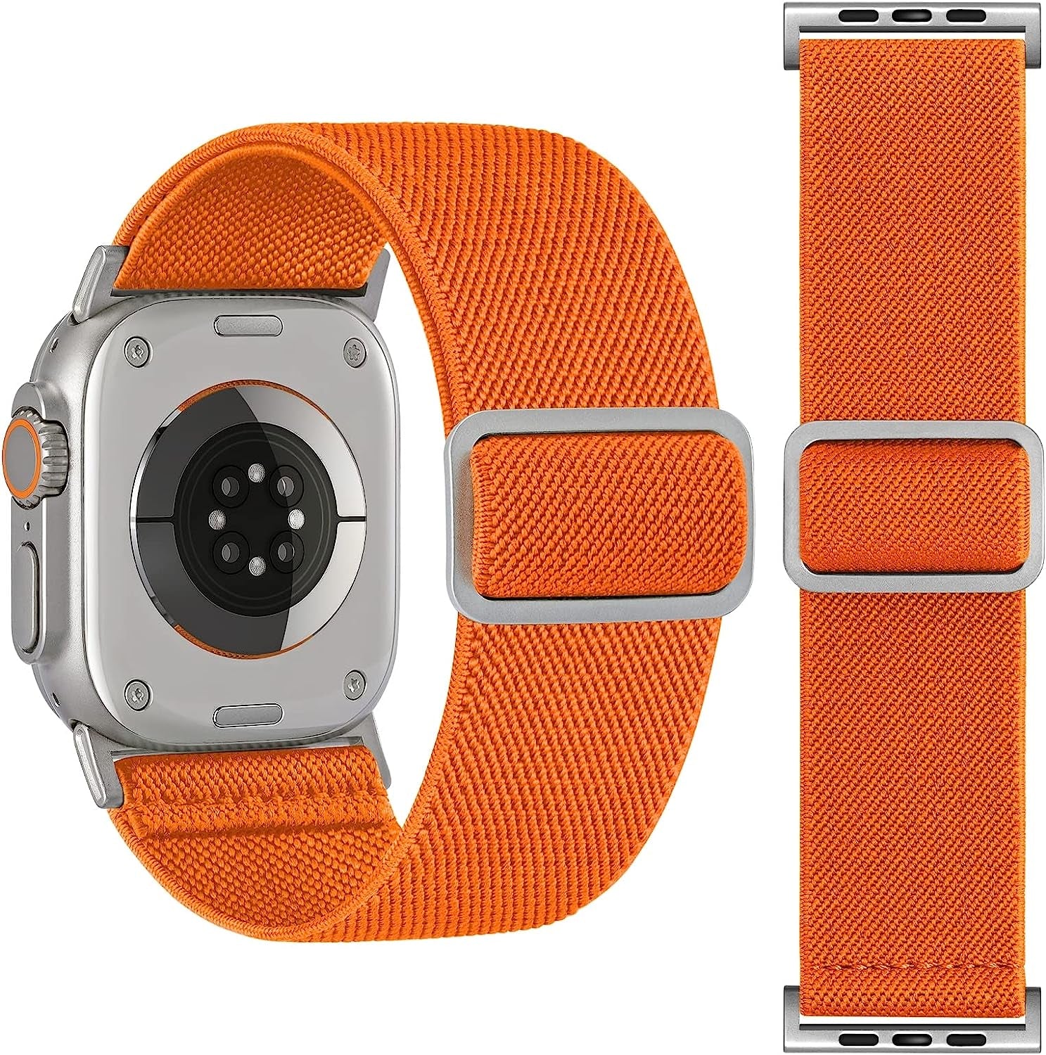 25MM/30MM Wide Stretchy Nylon Compatible with Apple Watch Ultra Band 44Mm 45Mm 49Mm 38Mm 40Mm 41Mm 42Mm, Adjustable Sport Soft Elastic for Apple Watch Band Men, Wristband for Iwatch SE 8 7 6 5 4 3 2 1  HEARTBOOM Orange 49mm/45mm/44mm/42mm(Band width 30mm) 